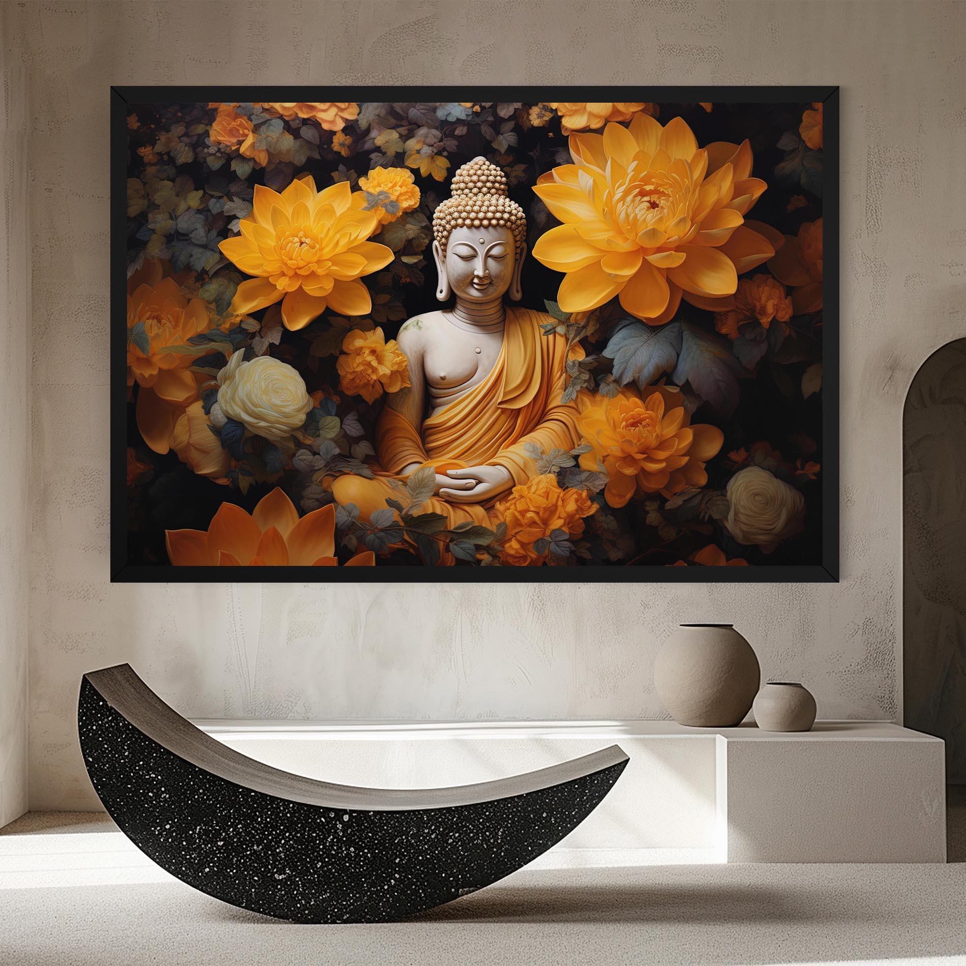 Leinwandbild Buddha Big Flowers mockup 8