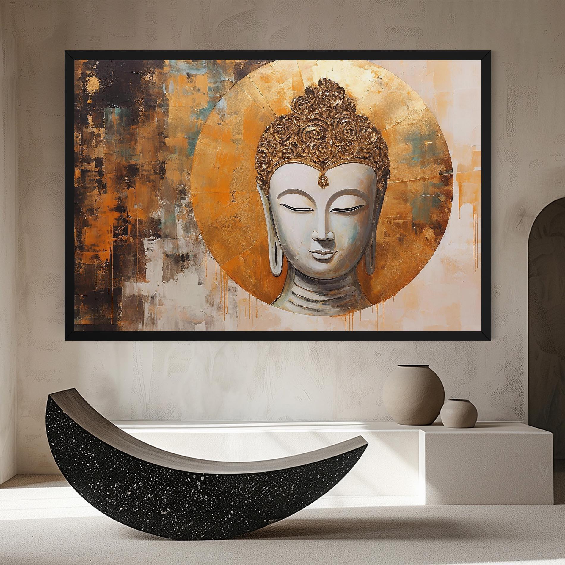 Leinwandbild Cream Circle Buddha mockup 8