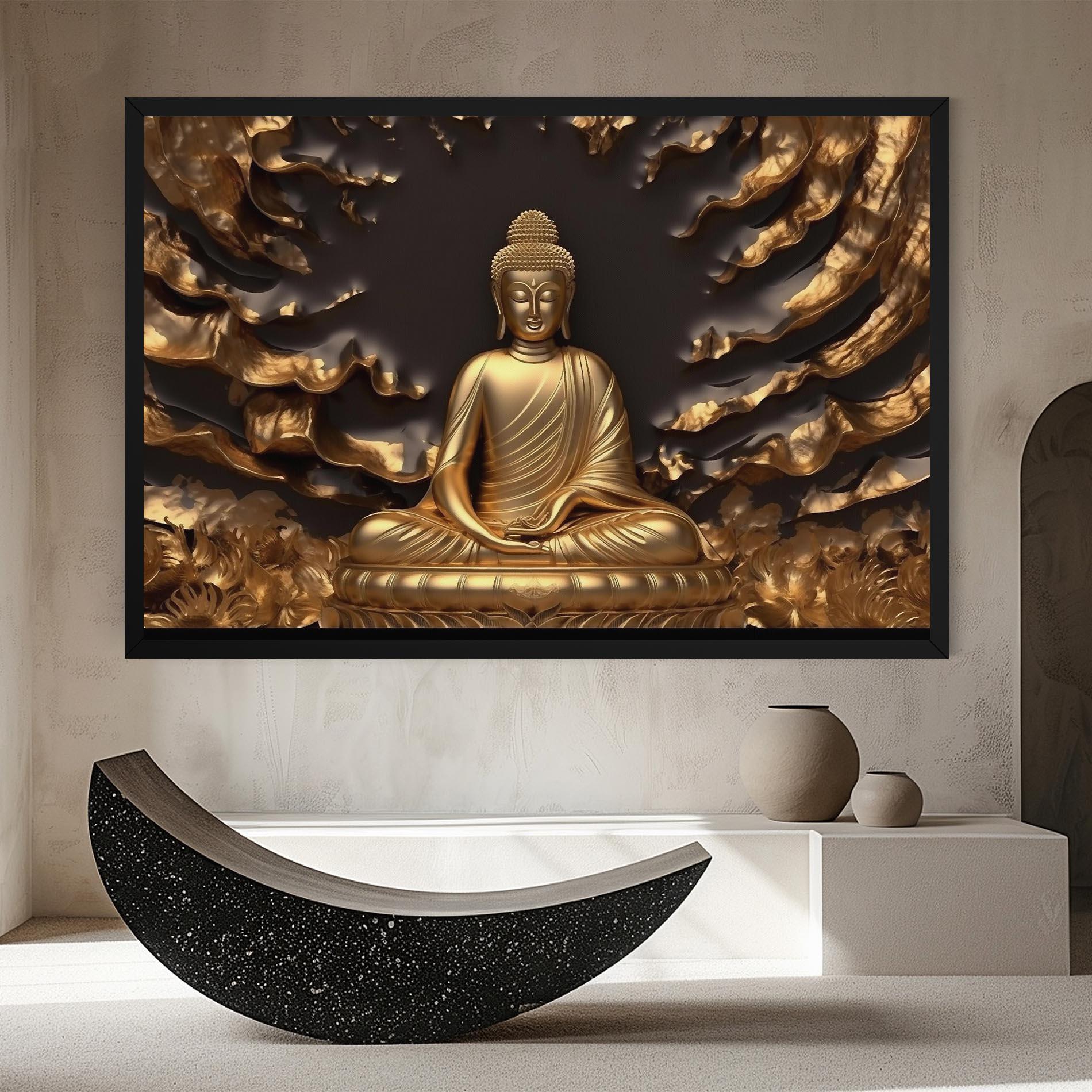 Leinwandbild Gold 3d Buddha mockup 8