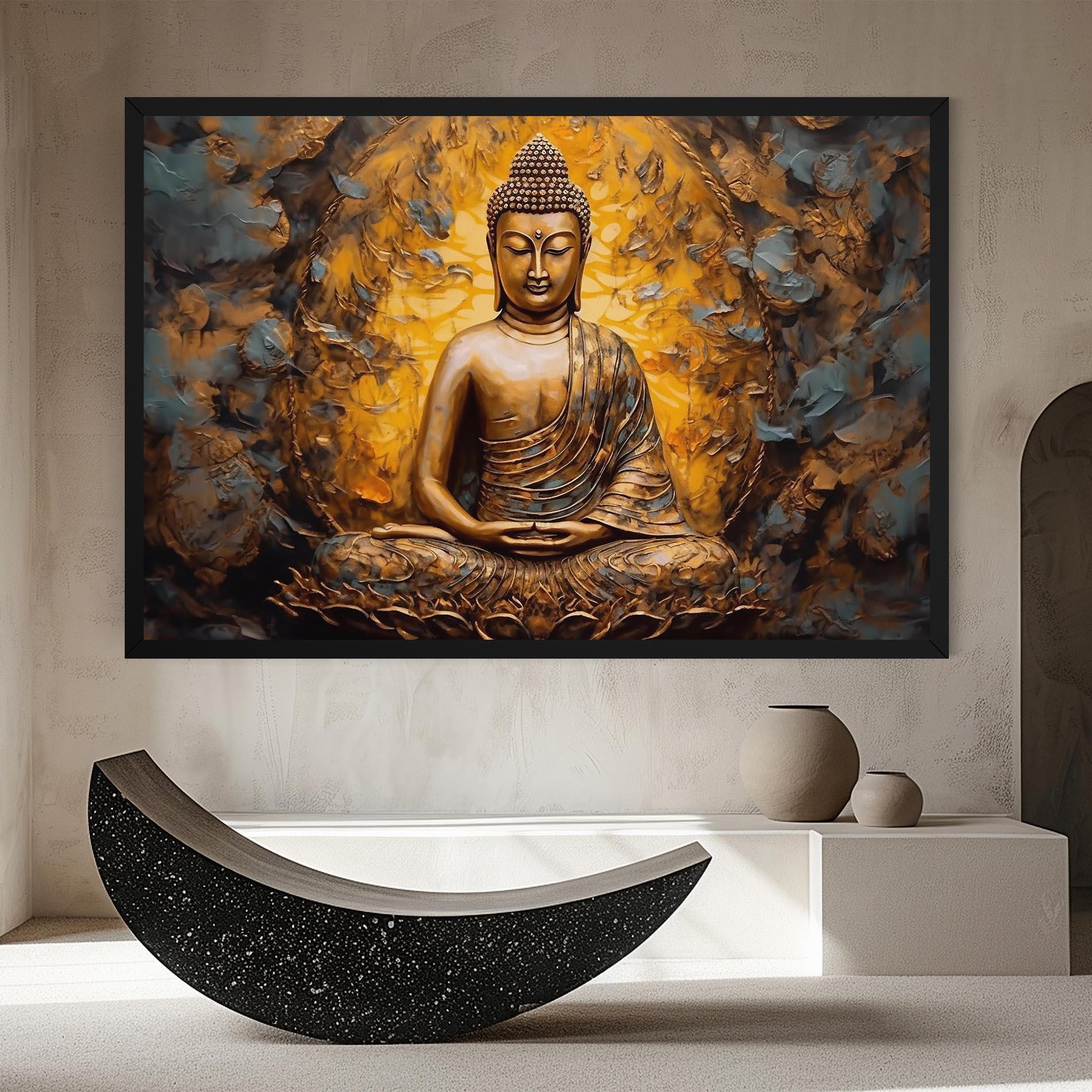 Leinwandbild Gold Grey Buddha mockup 8