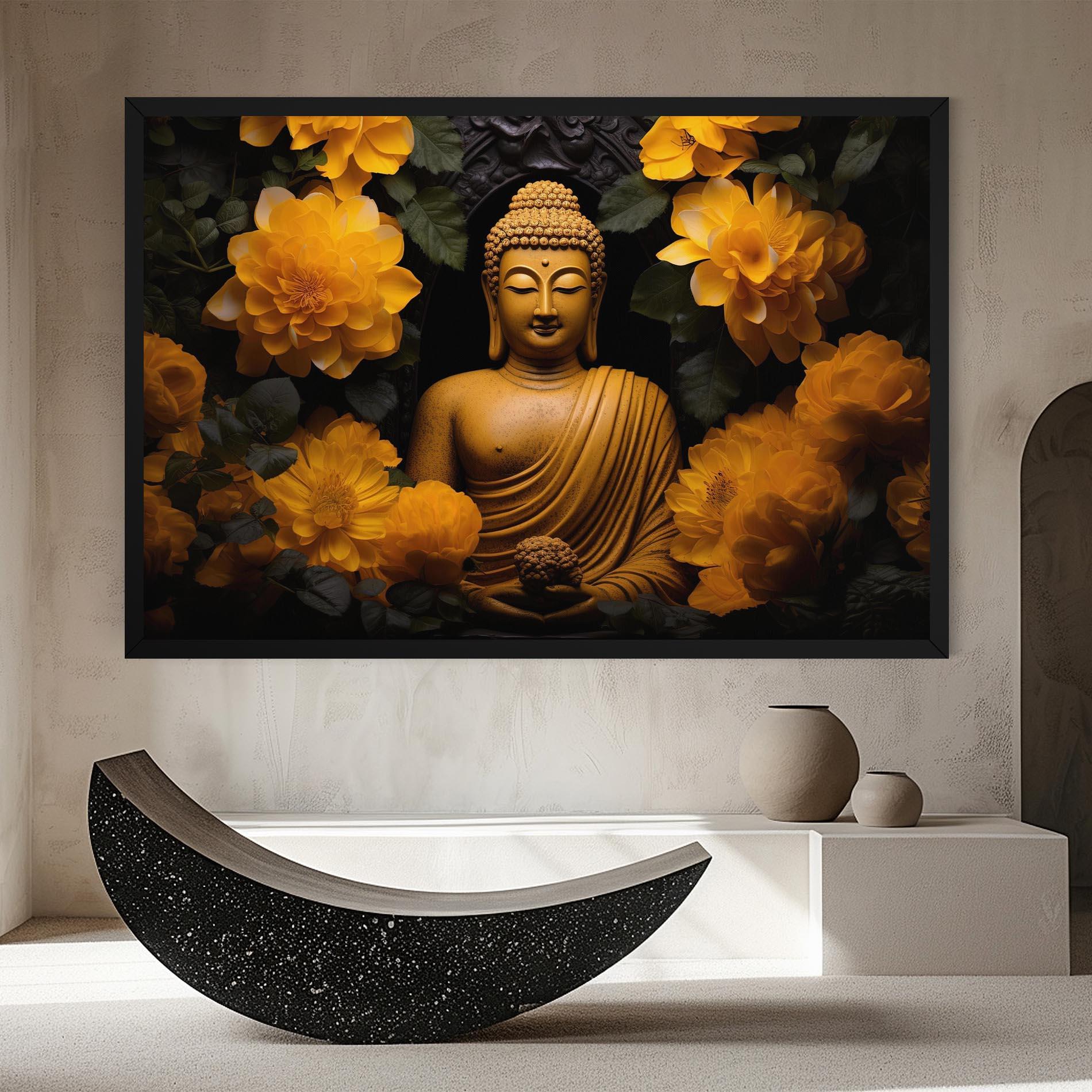 Leinwandbild Vecteezy_buddha Statue Surrounded By Yellow Flowers Ai Generated_27745002_860 mockup 8