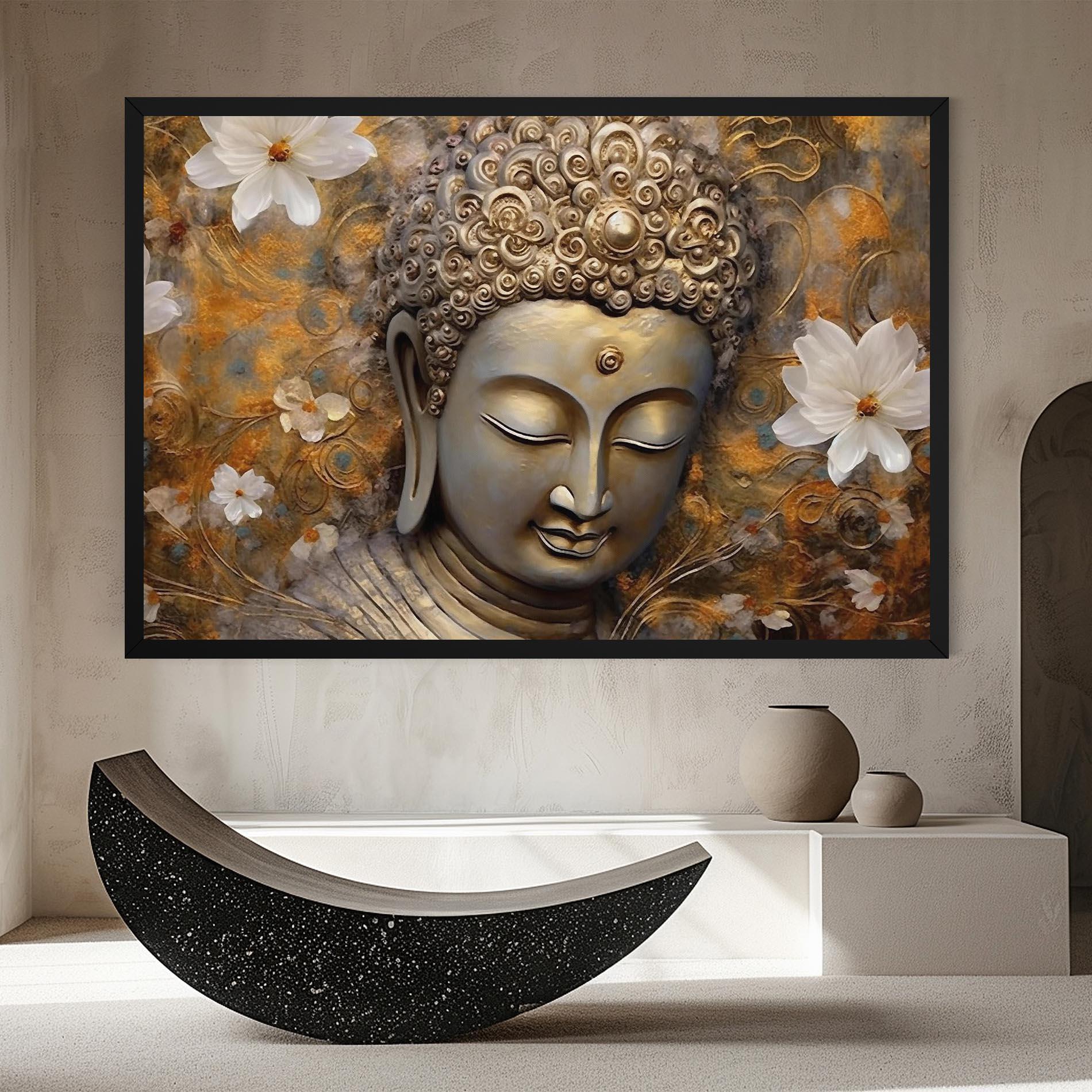 Leinwandbild White Flower Buddha Art mockup 8