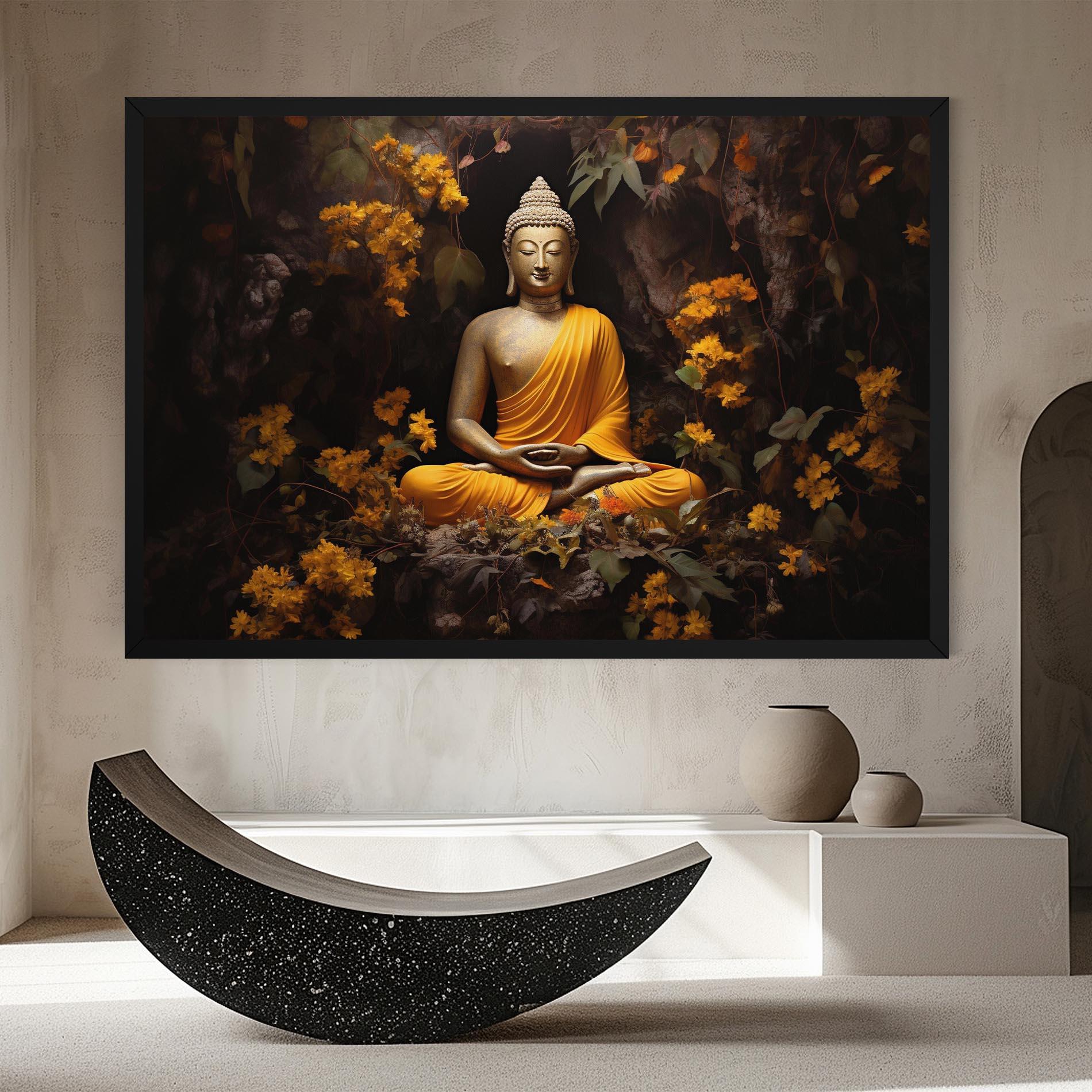 Leinwandbild Yellow Light Buddha mockup 8