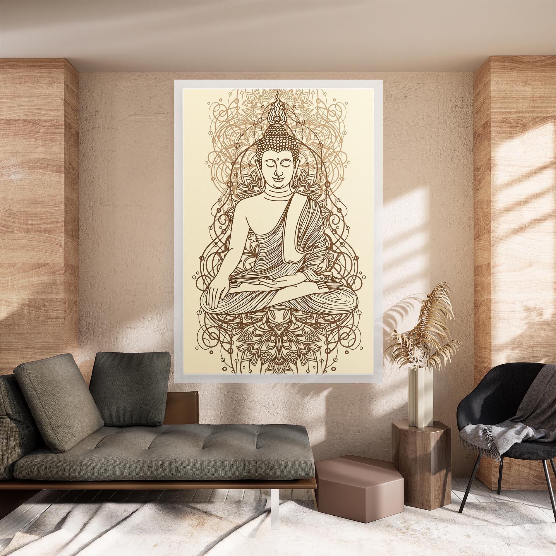 Leinwandbild Brown Line Buddha mockup 8