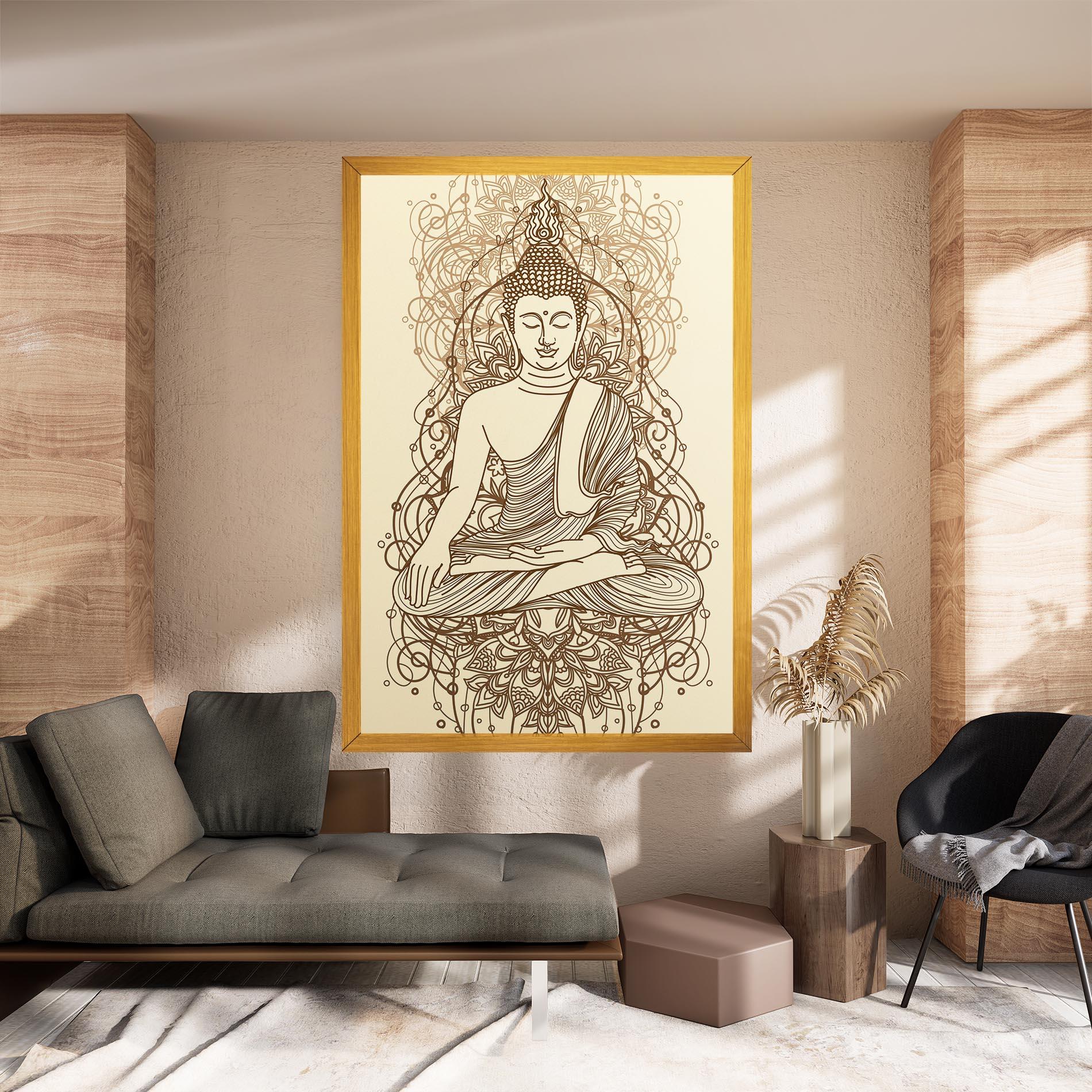 Leinwandbild Brown Line Buddha mockup 8