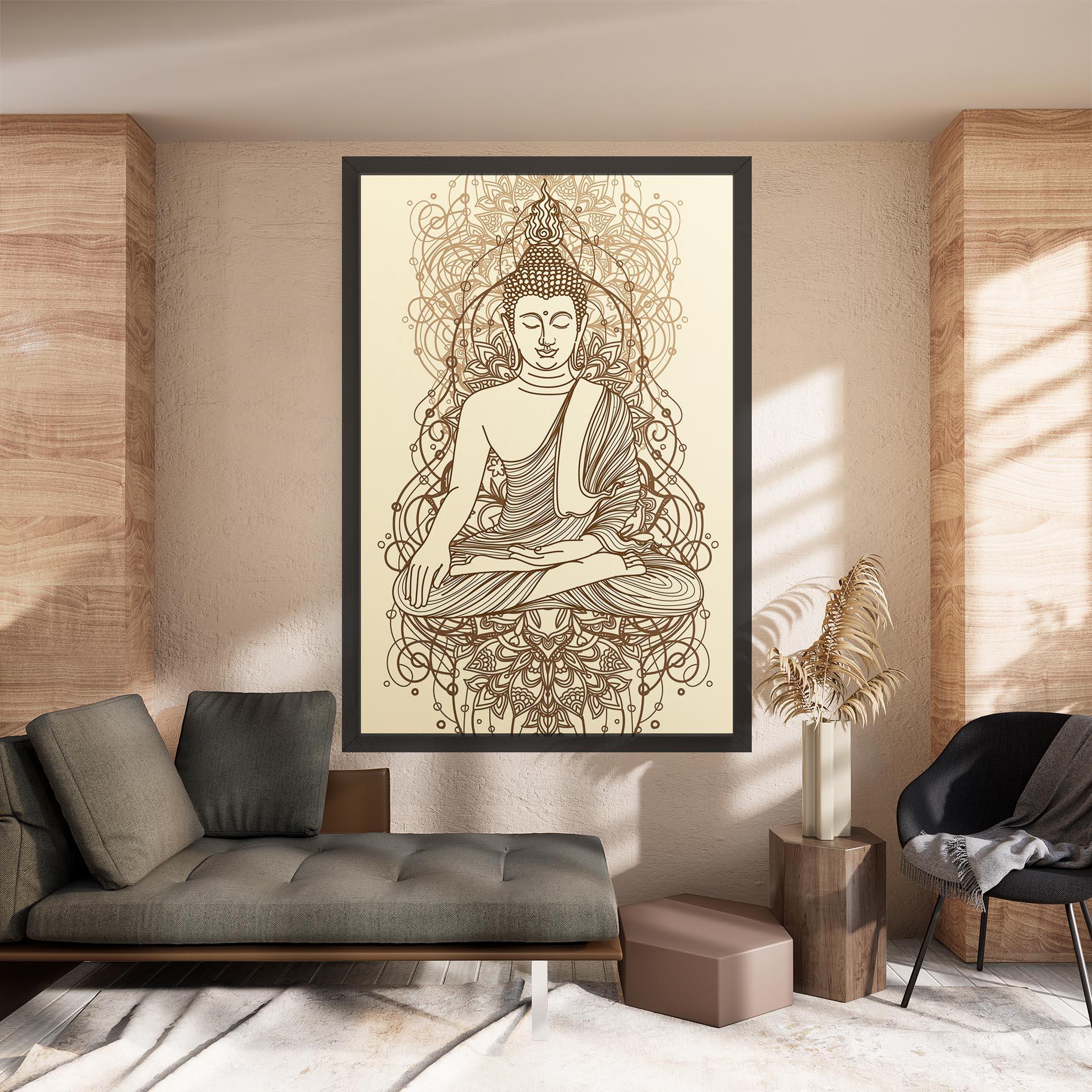 Leinwandbild Brown Line Buddha mockup 8