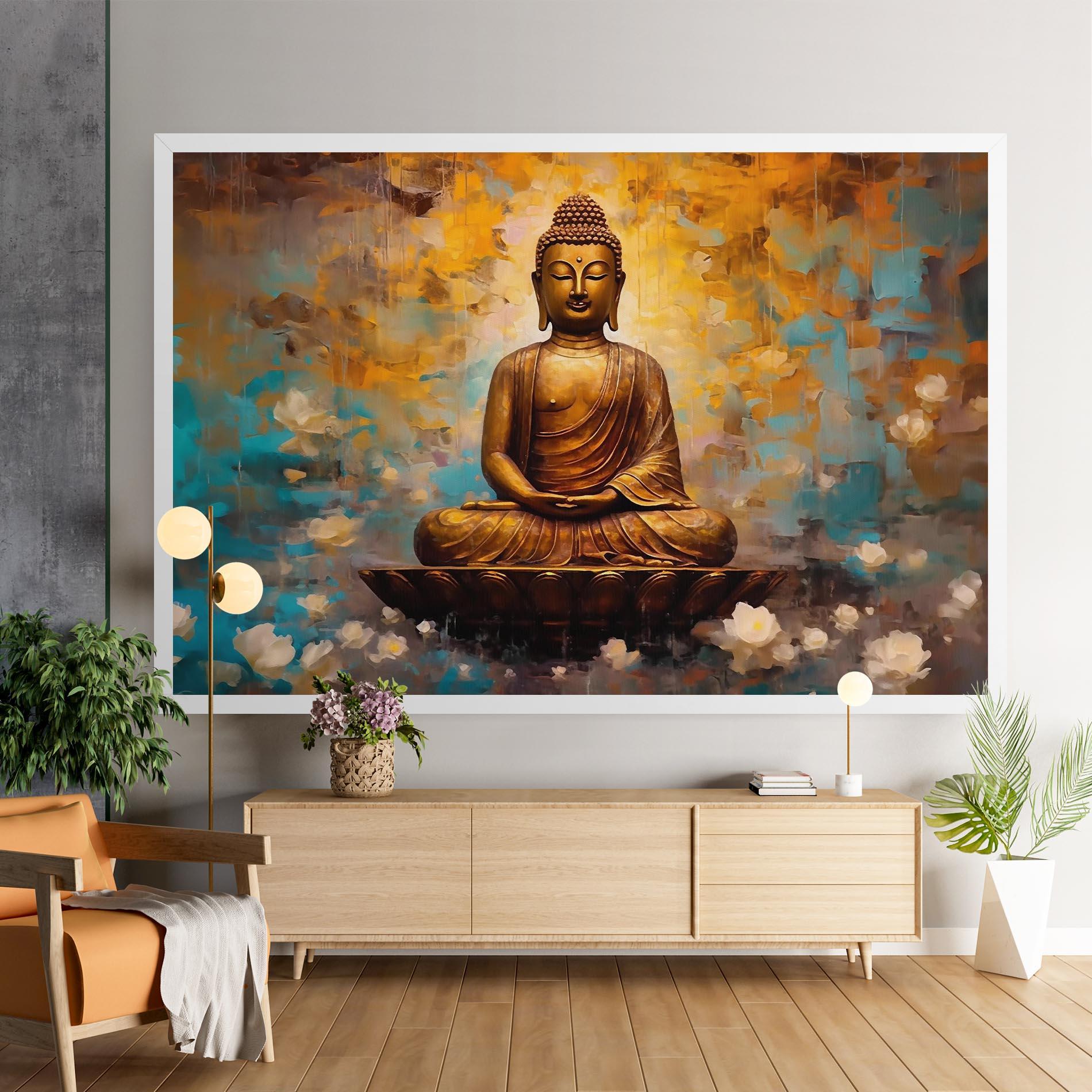 Leinwandbild Blue Gold Buddha mockup 9