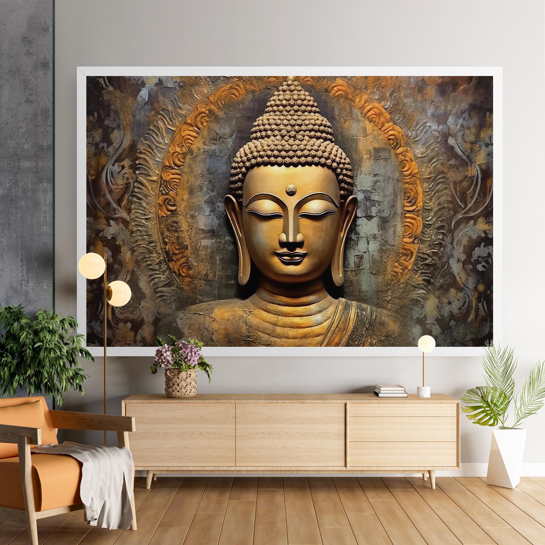 Leinwandbild Buddha 3d Head mockup 9