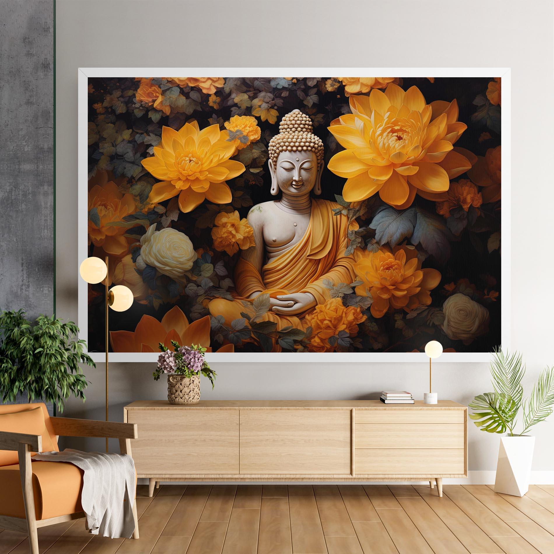 Leinwandbild Buddha Big Flowers mockup 9