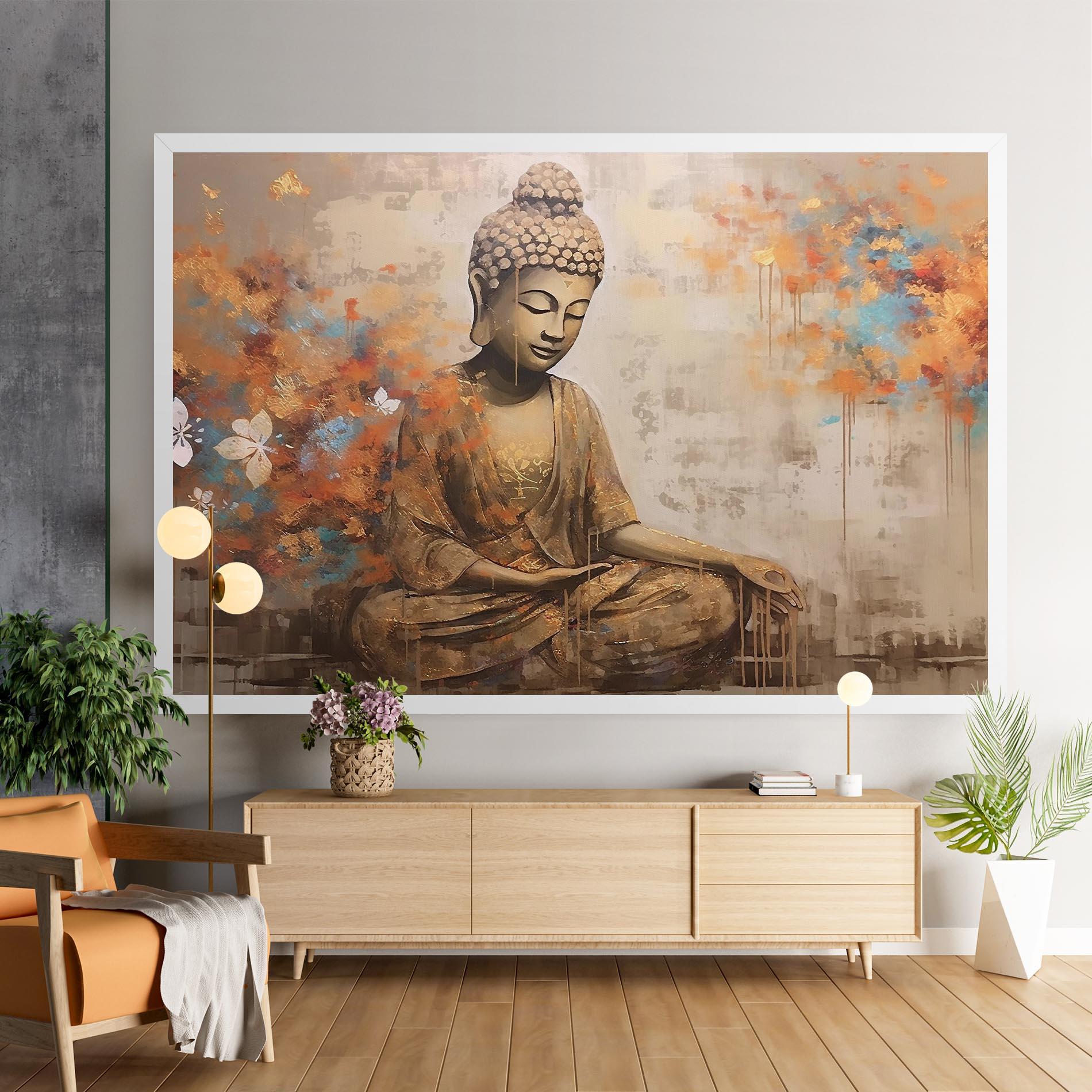 Leinwandbild Buddha Cream Blue mockup 9