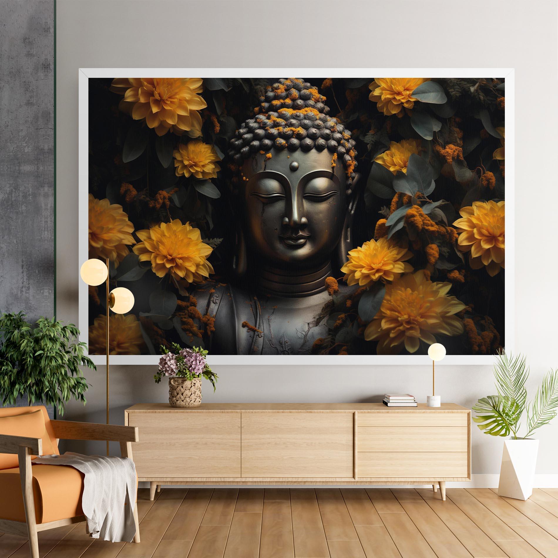 Leinwandbild Buddha Peace Statue mockup 9