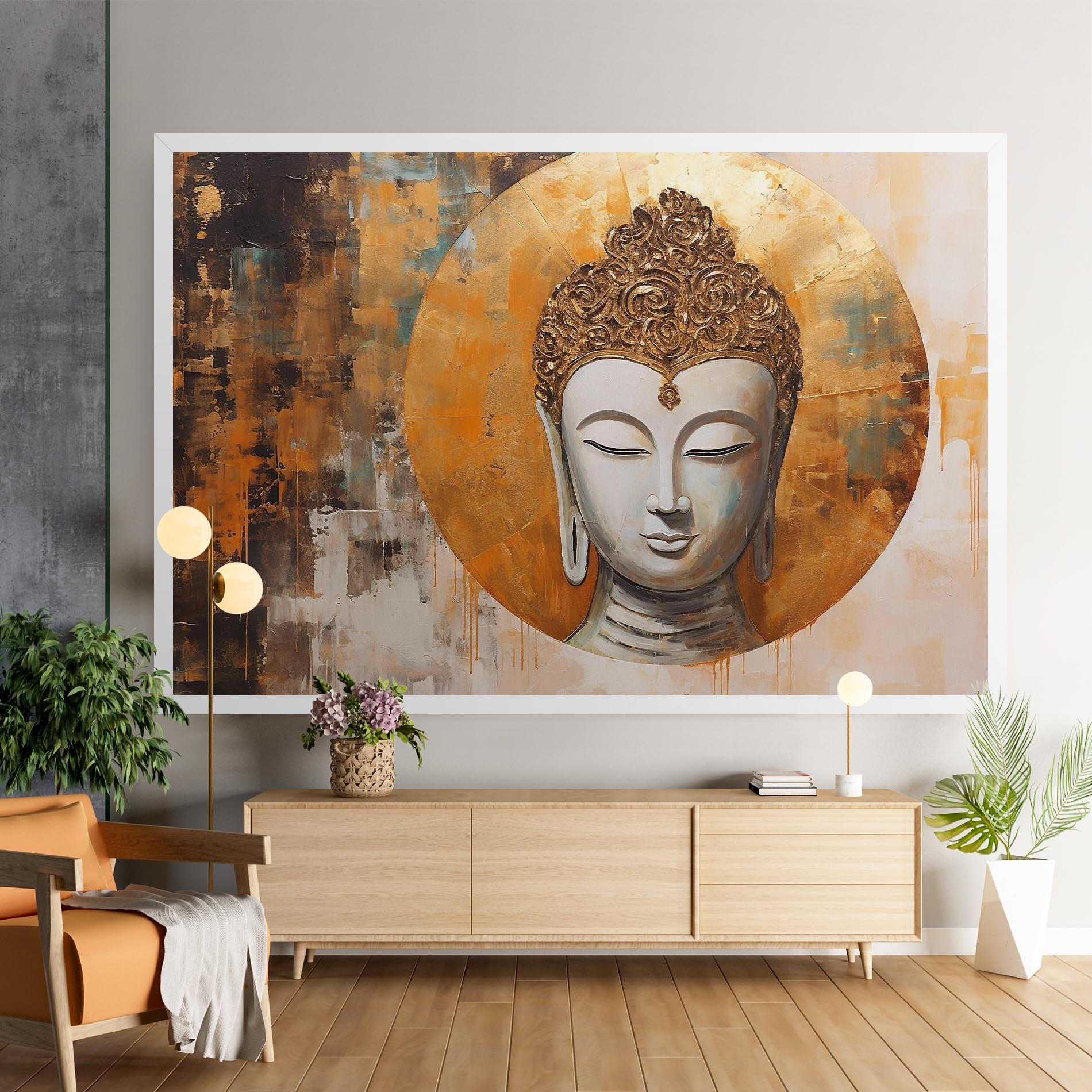 Leinwandbild Cream Circle Buddha mockup 9