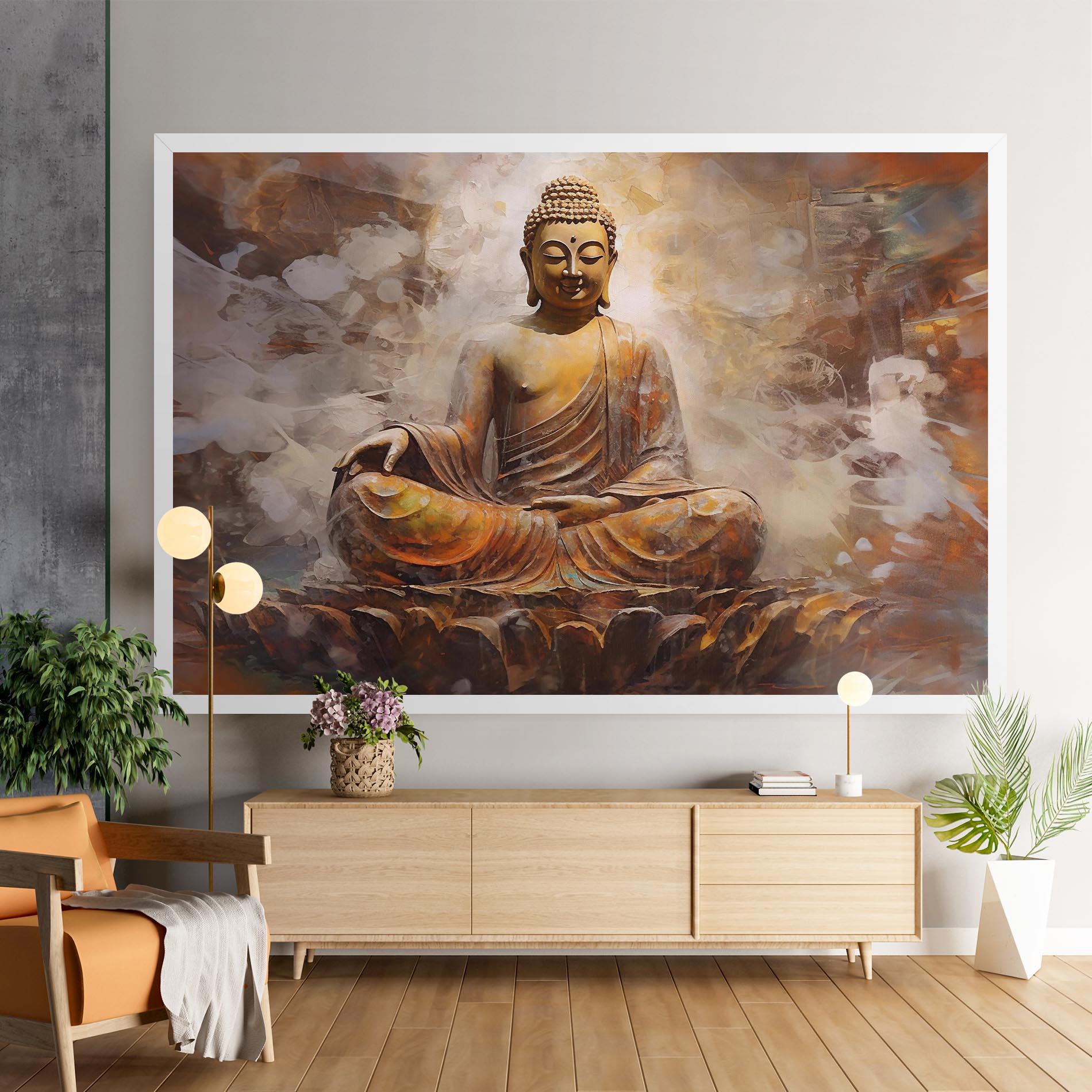 Leinwandbild Cream Orange Buddha mockup 9