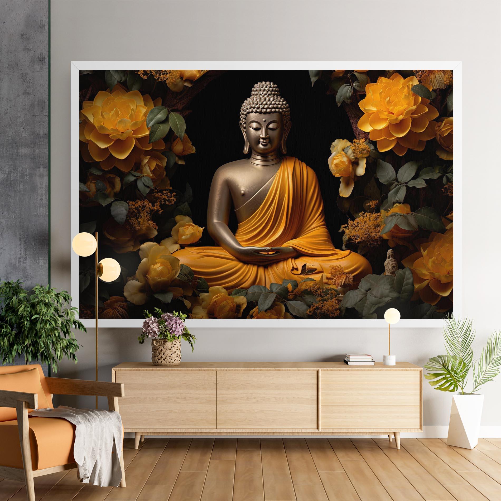 Leinwandbild Gold Buddha Flower mockup 9