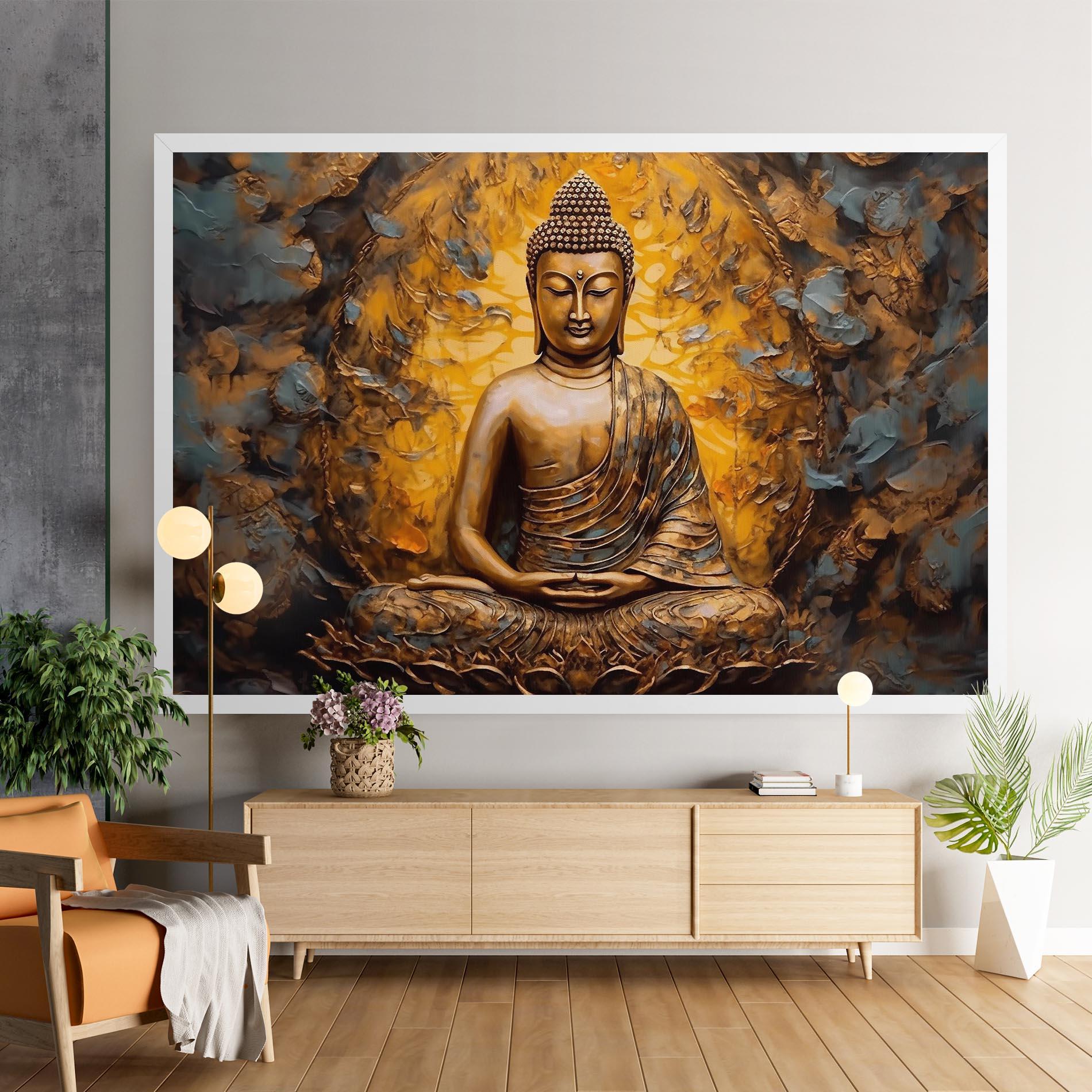 Leinwandbild Gold Grey Buddha mockup 9