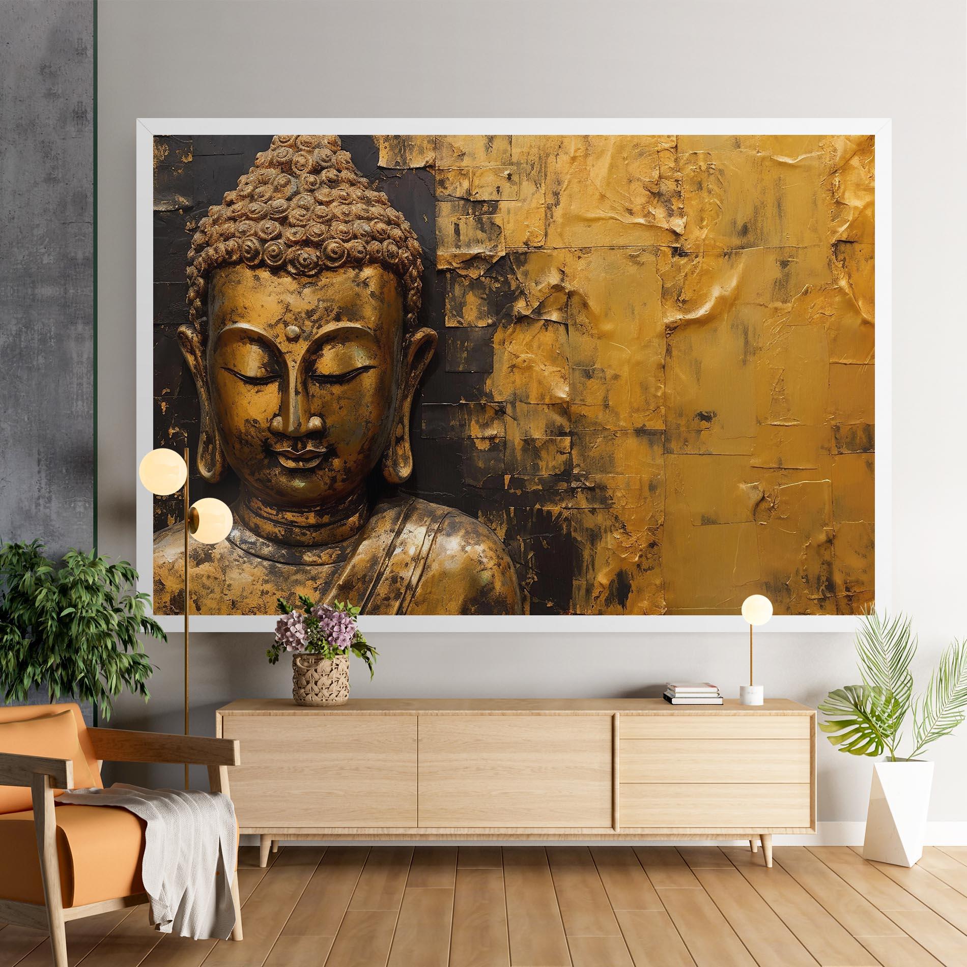 Leinwandbild Gold Paint Buddha mockup 9