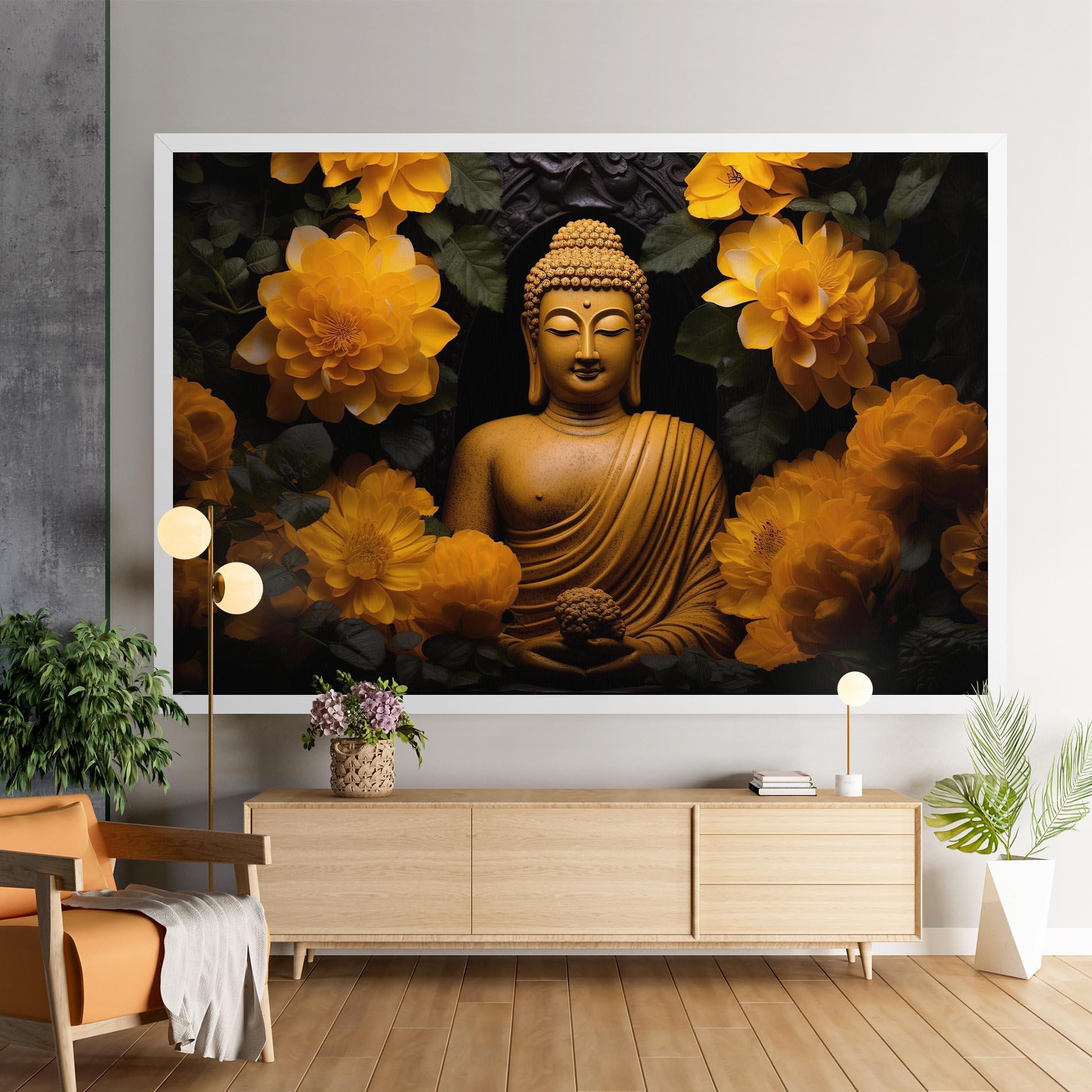 Leinwandbild Vecteezy_buddha Statue Surrounded By Yellow Flowers Ai Generated_27745002_860 mockup 9