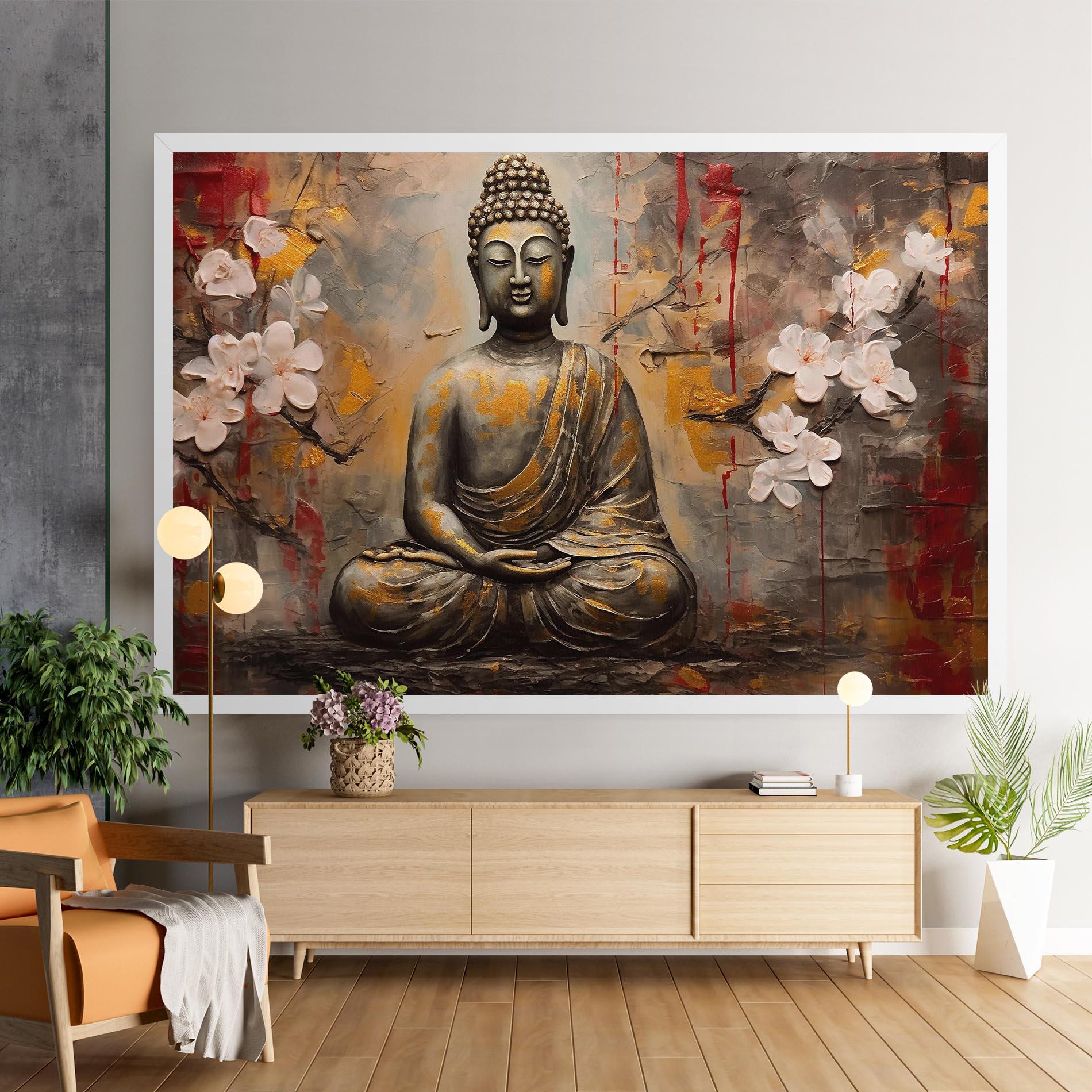 Leinwandbild White Red Buddha mockup 9