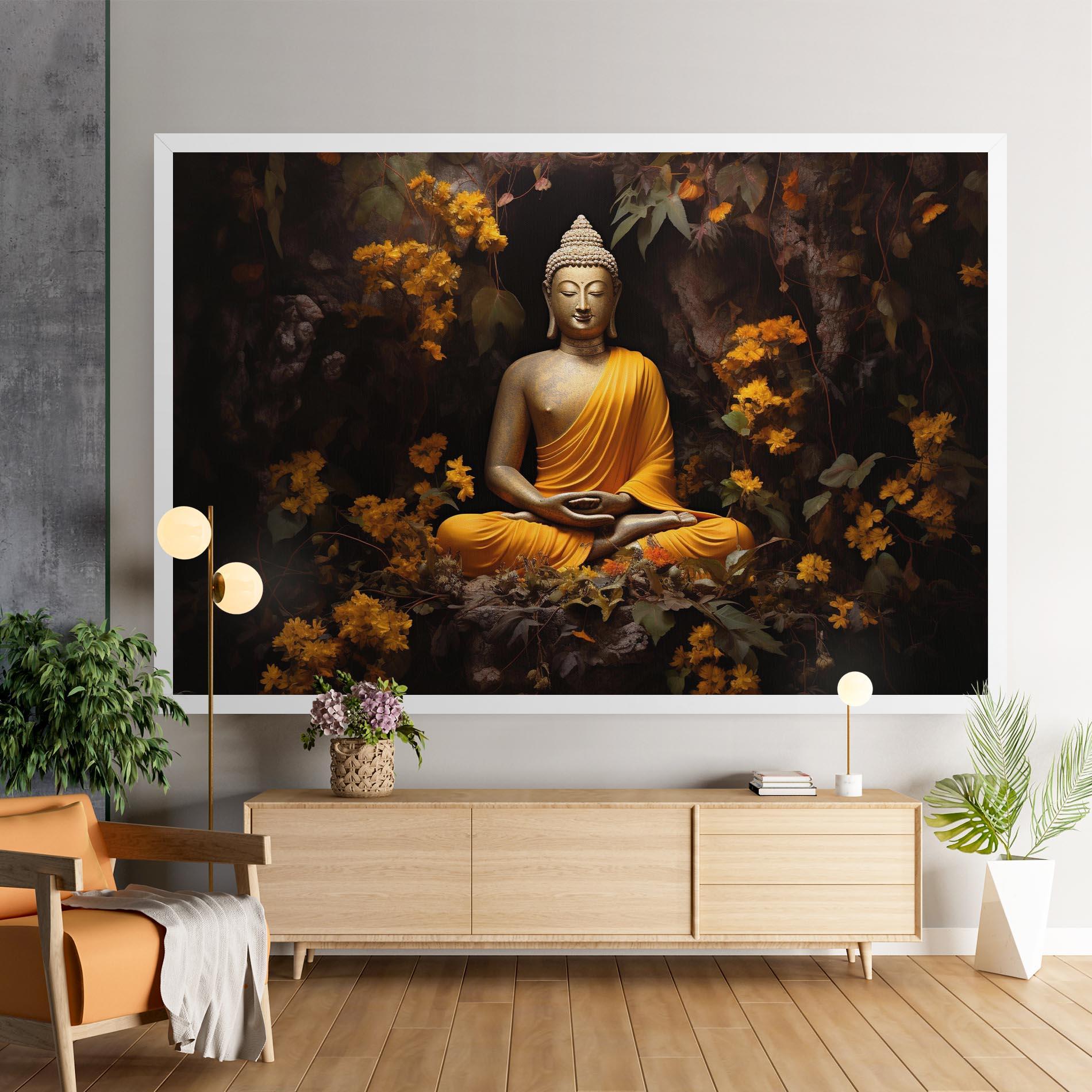 Leinwandbild Yellow Light Buddha mockup 9