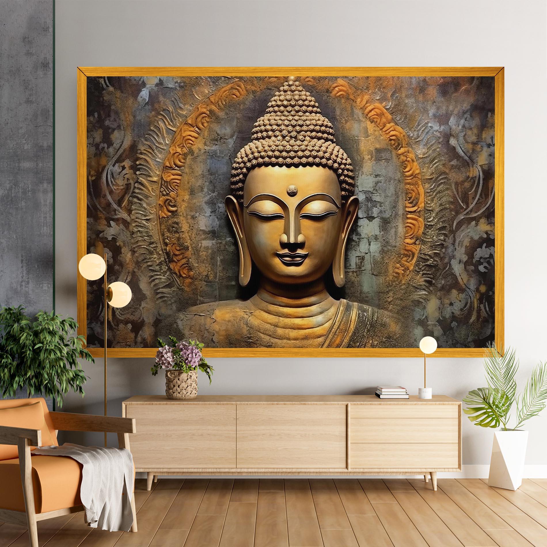 Leinwandbild Buddha 3d Head mockup 9