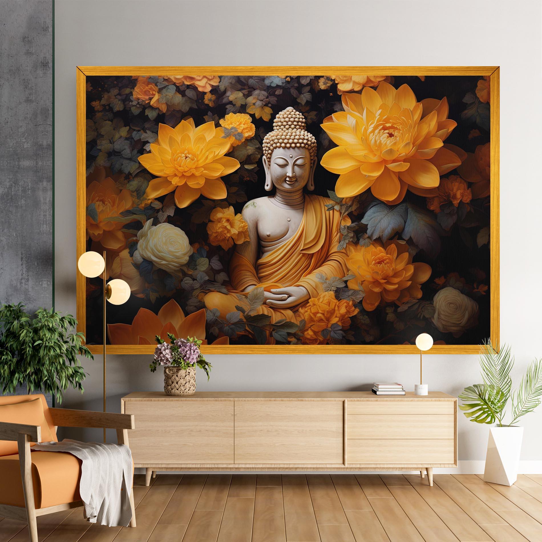 Leinwandbild Buddha Big Flowers mockup 9