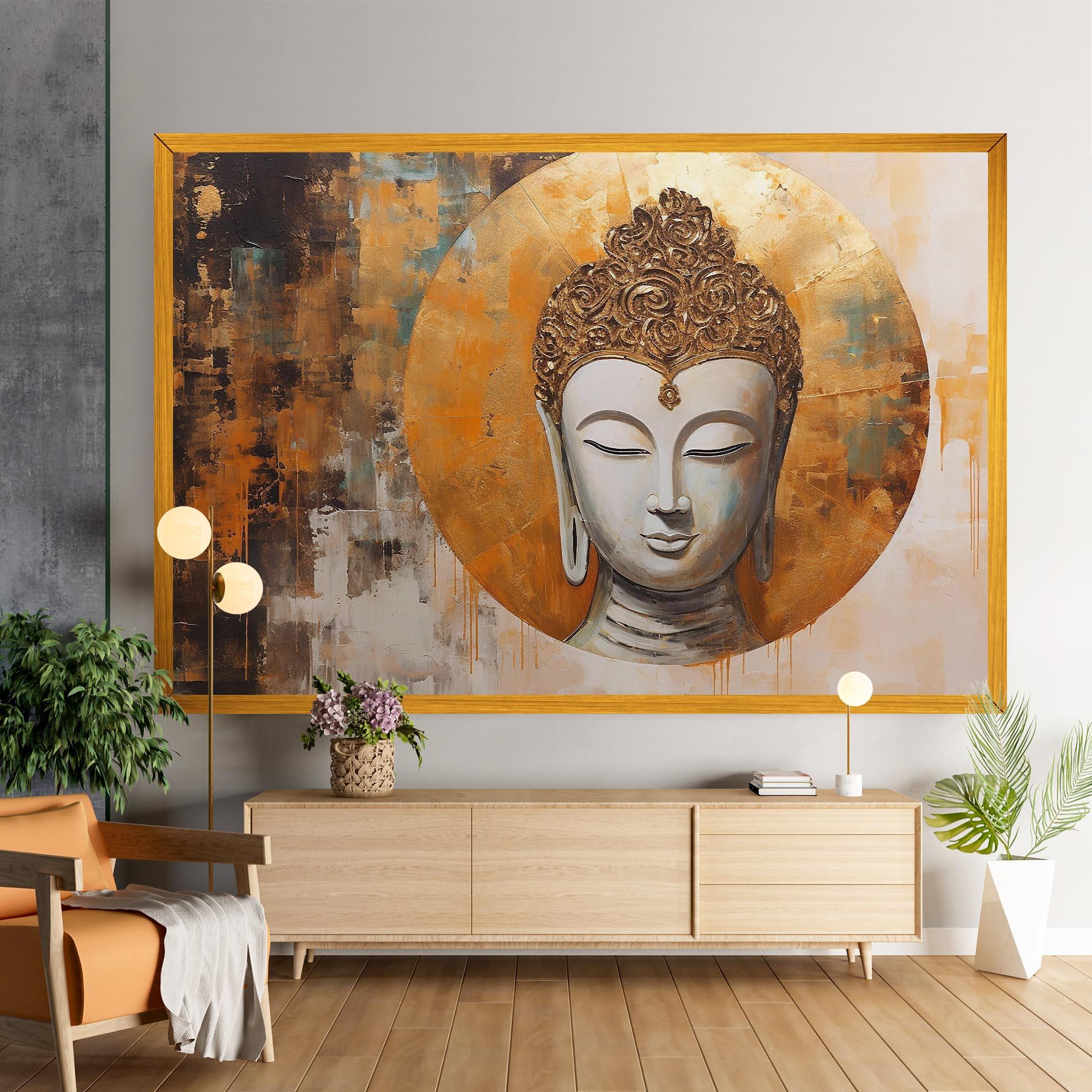 Leinwandbild Cream Circle Buddha mockup 9
