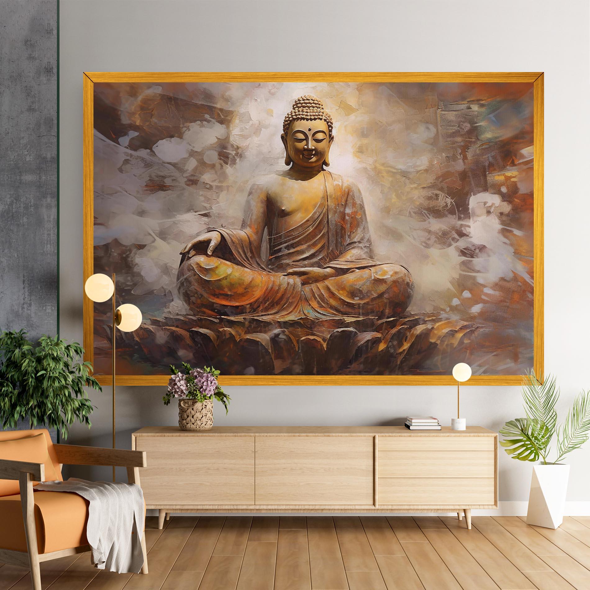Leinwandbild Cream Orange Buddha mockup 9