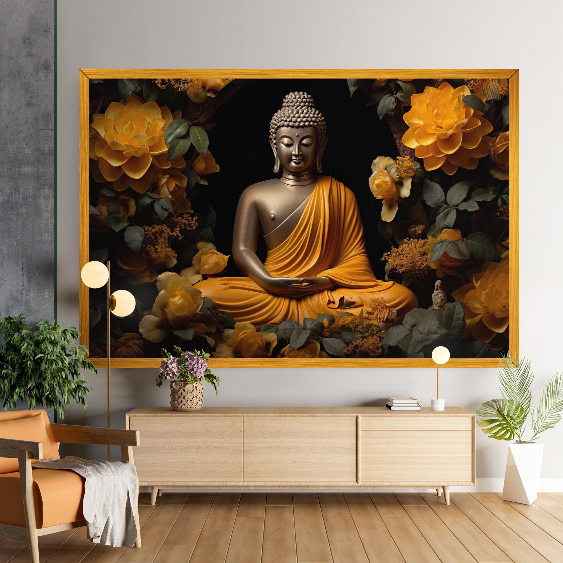 Leinwandbild Gold Buddha Flower mockup 9