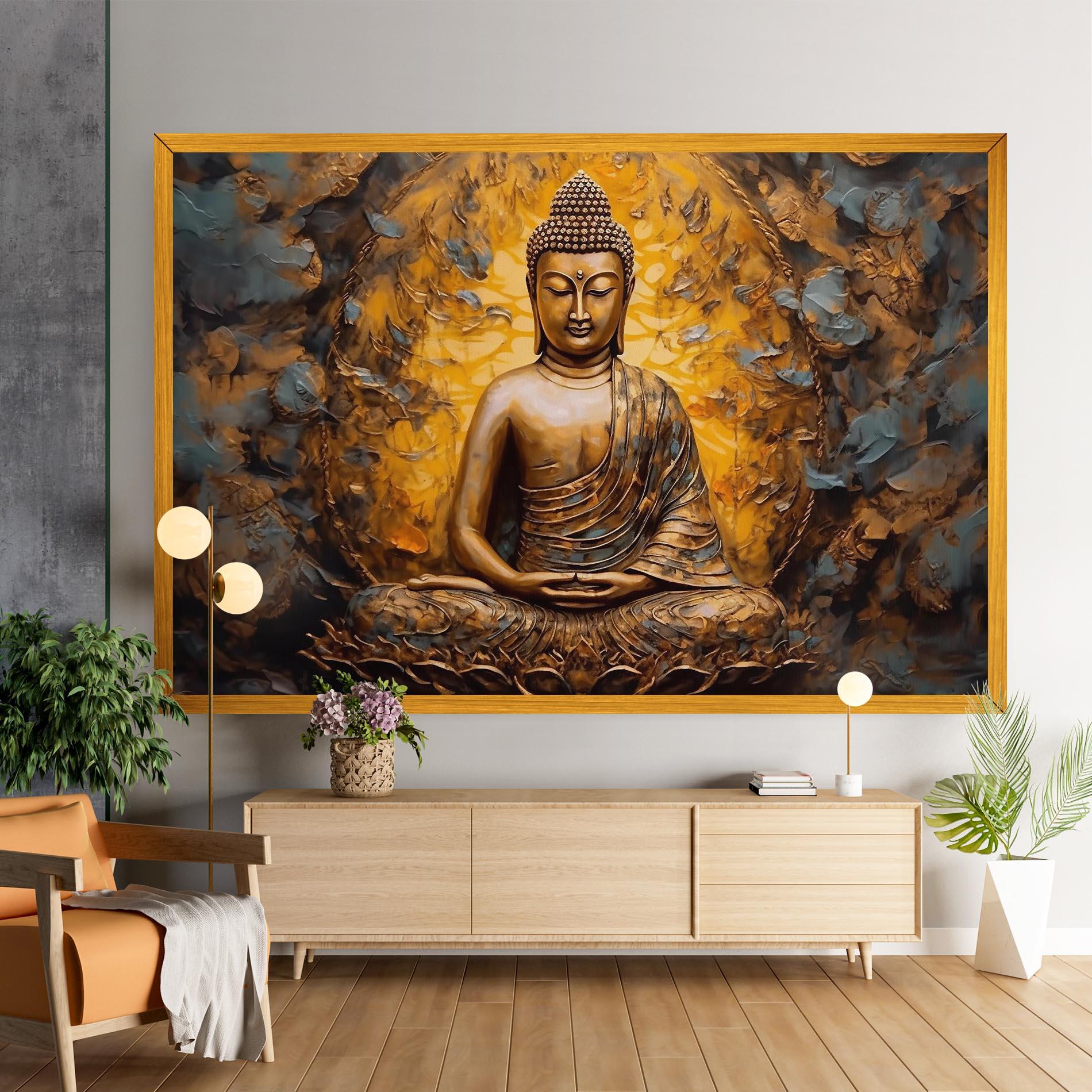 Leinwandbild Gold Grey Buddha mockup 9