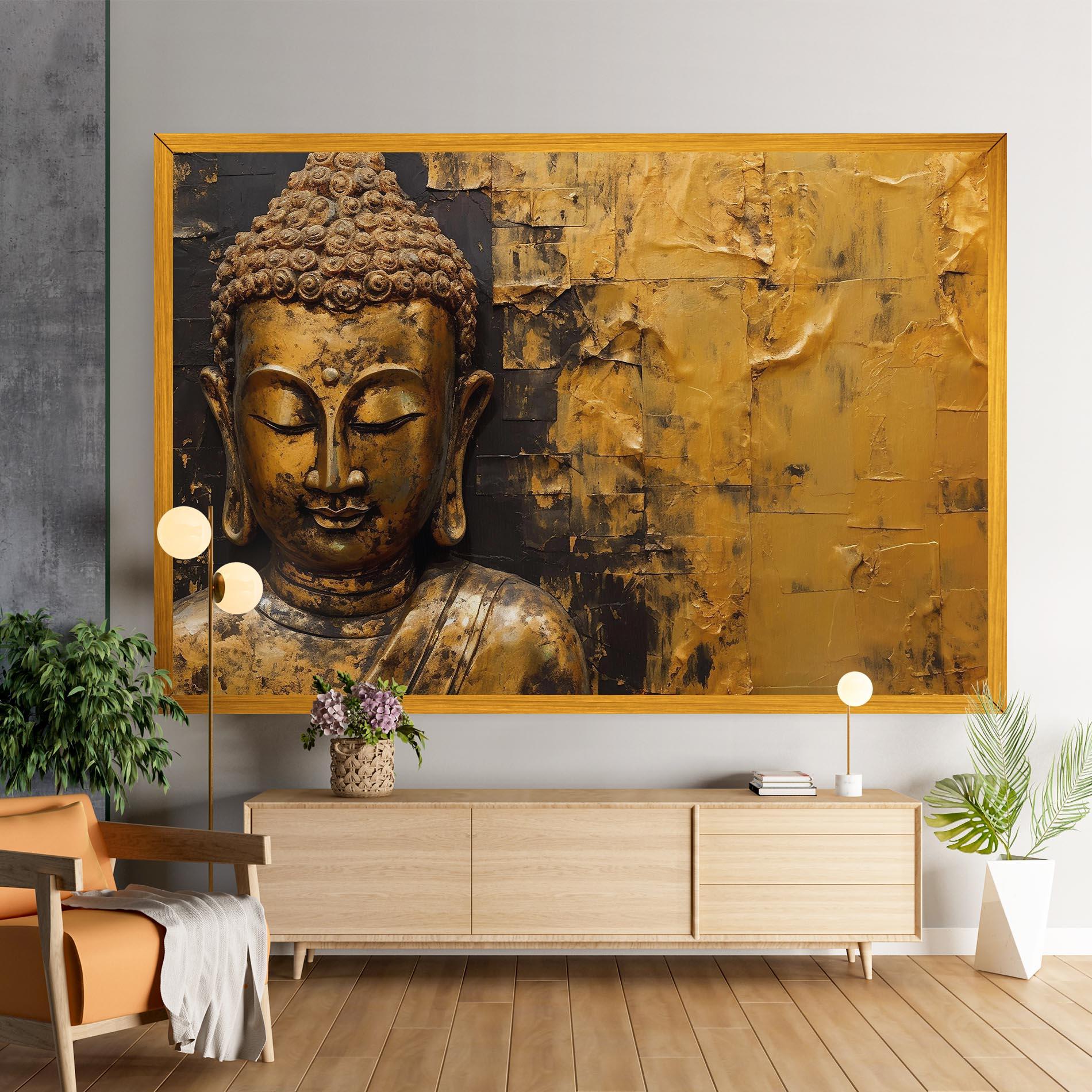 Leinwandbild Gold Paint Buddha mockup 9
