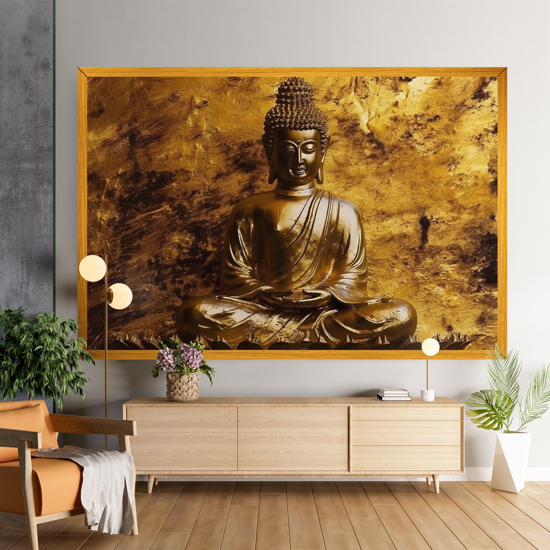 Leinwandbild Statue Gold Buddha mockup 9