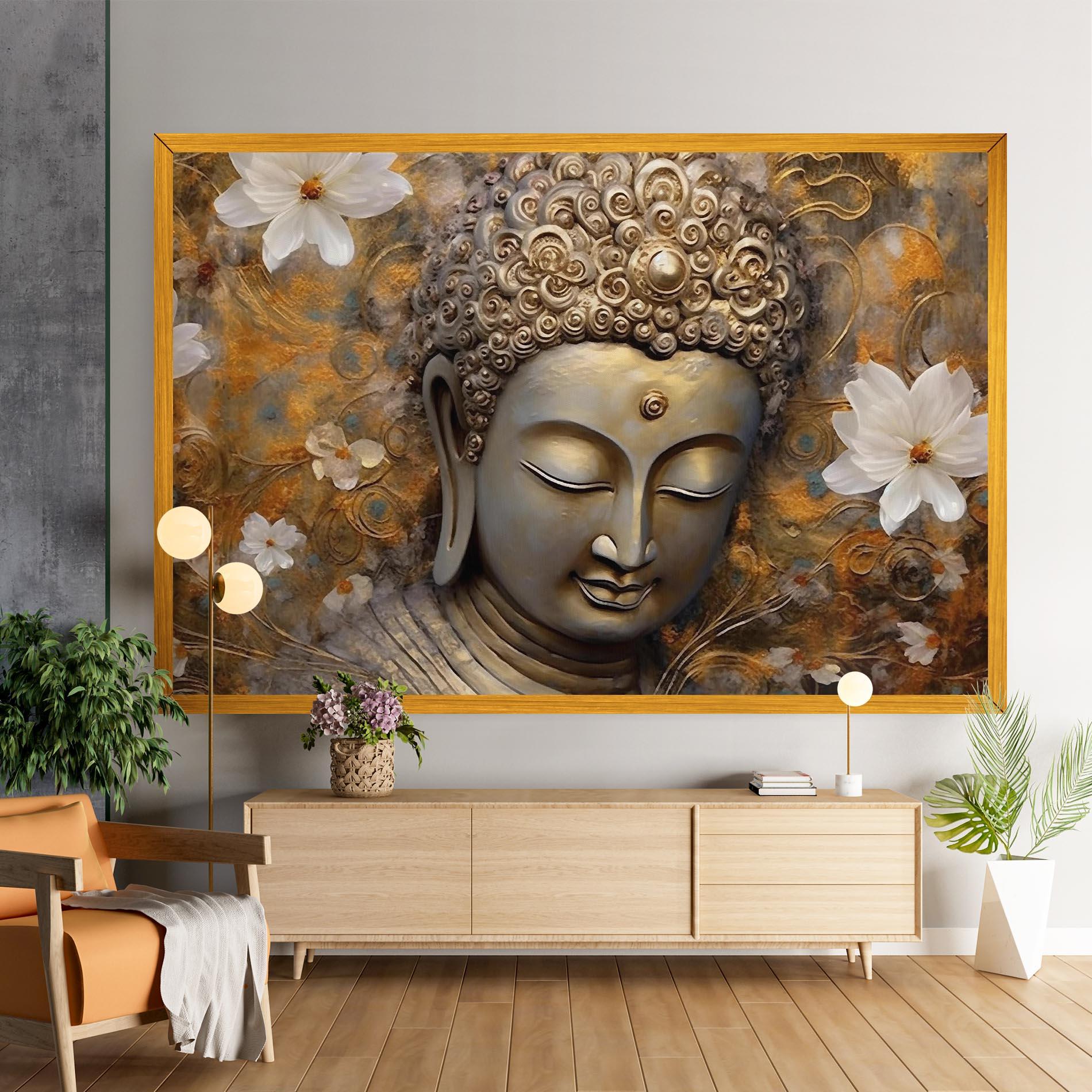 Leinwandbild White Flower Buddha Art mockup 9