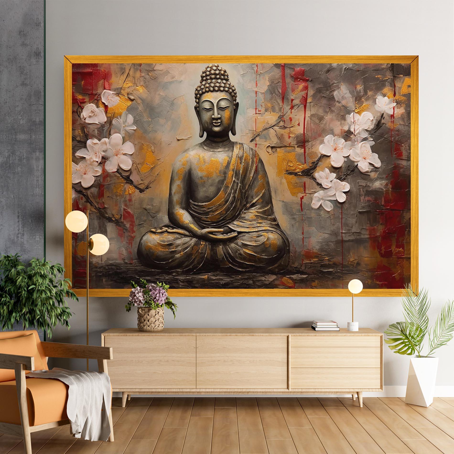 Leinwandbild White Red Buddha mockup 9