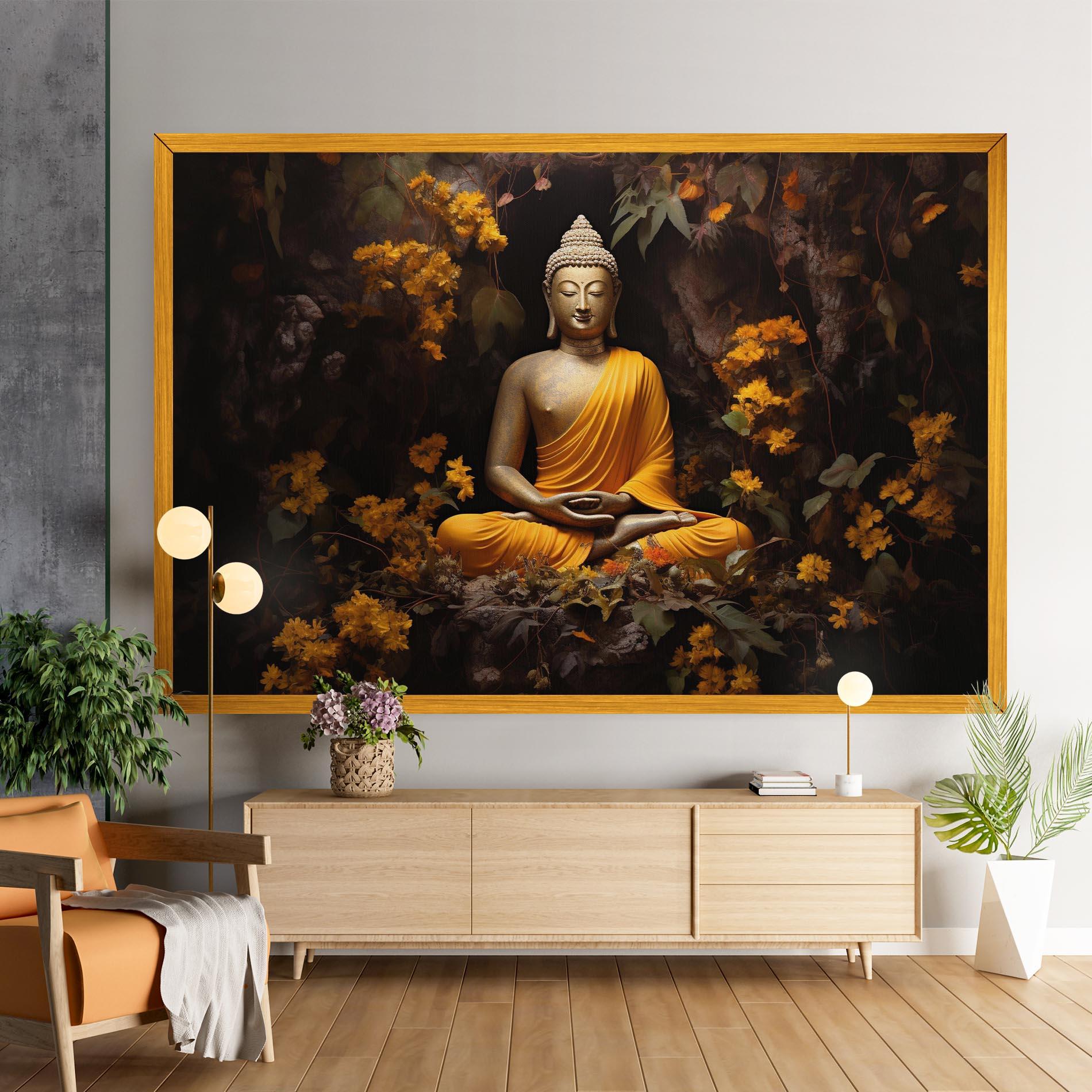 Leinwandbild Yellow Light Buddha mockup 9
