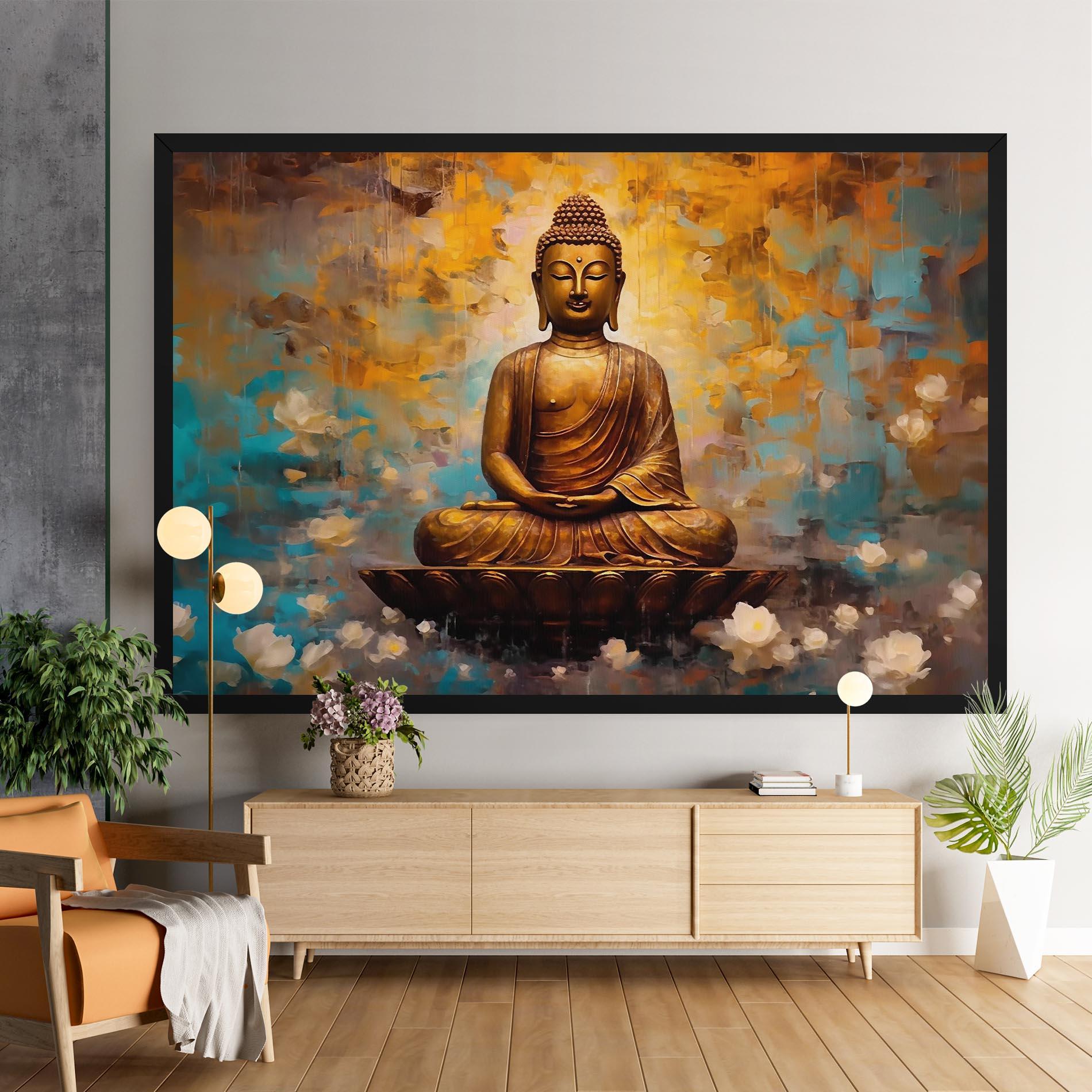 Leinwandbild Blue Gold Buddha mockup 9
