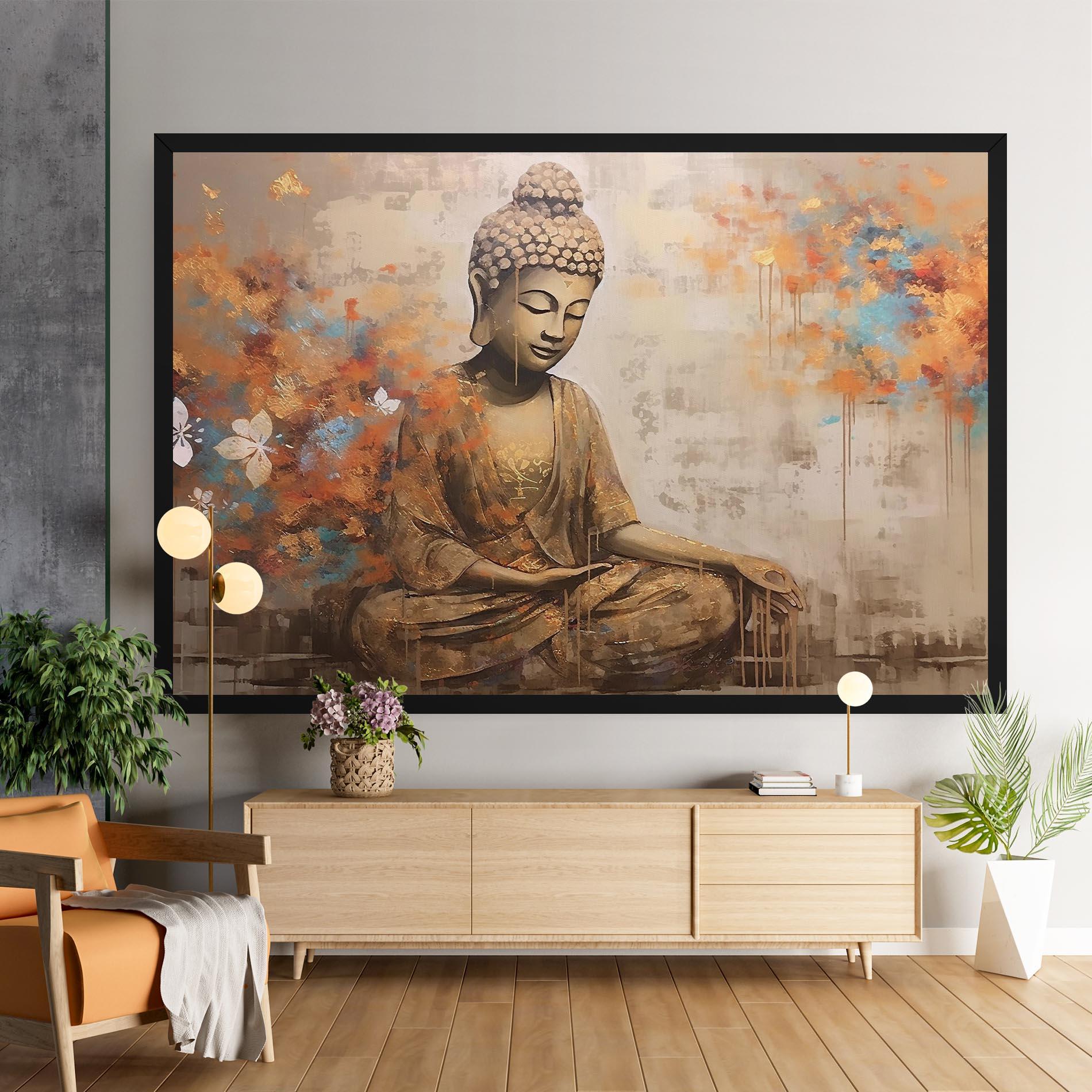 Leinwandbild Buddha Cream Blue mockup 9