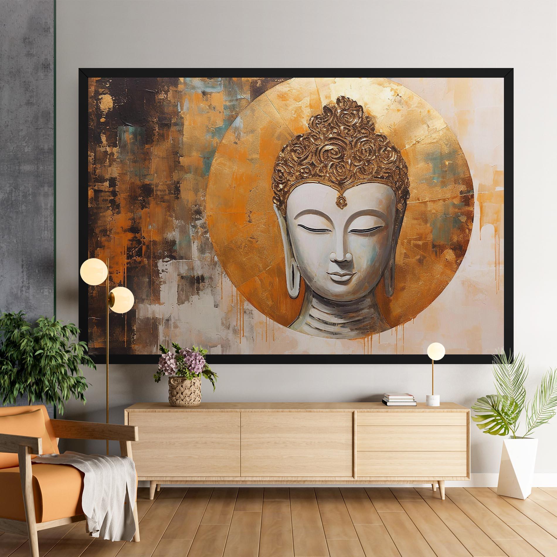 Leinwandbild Cream Circle Buddha mockup 9