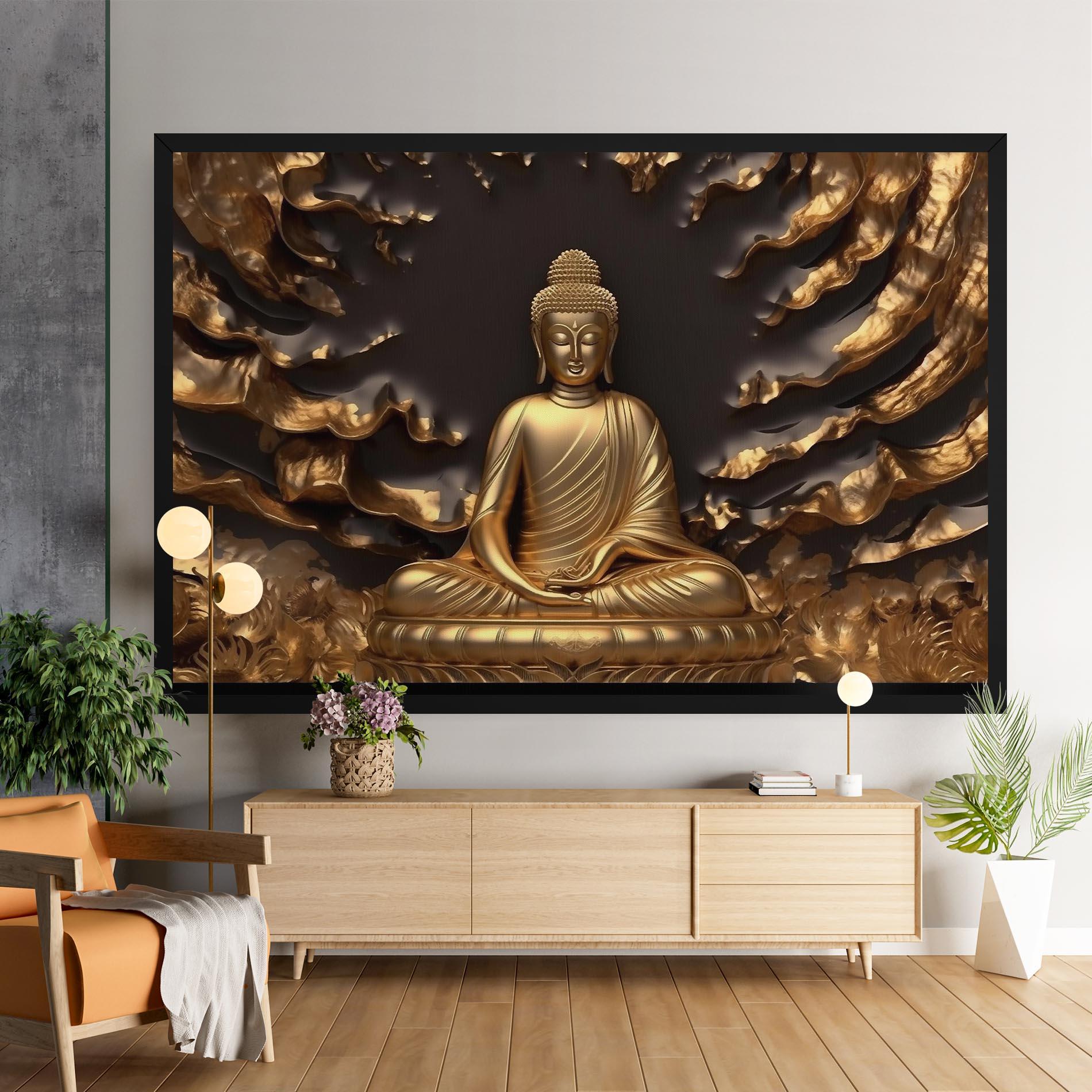 Leinwandbild Gold 3d Buddha mockup 9