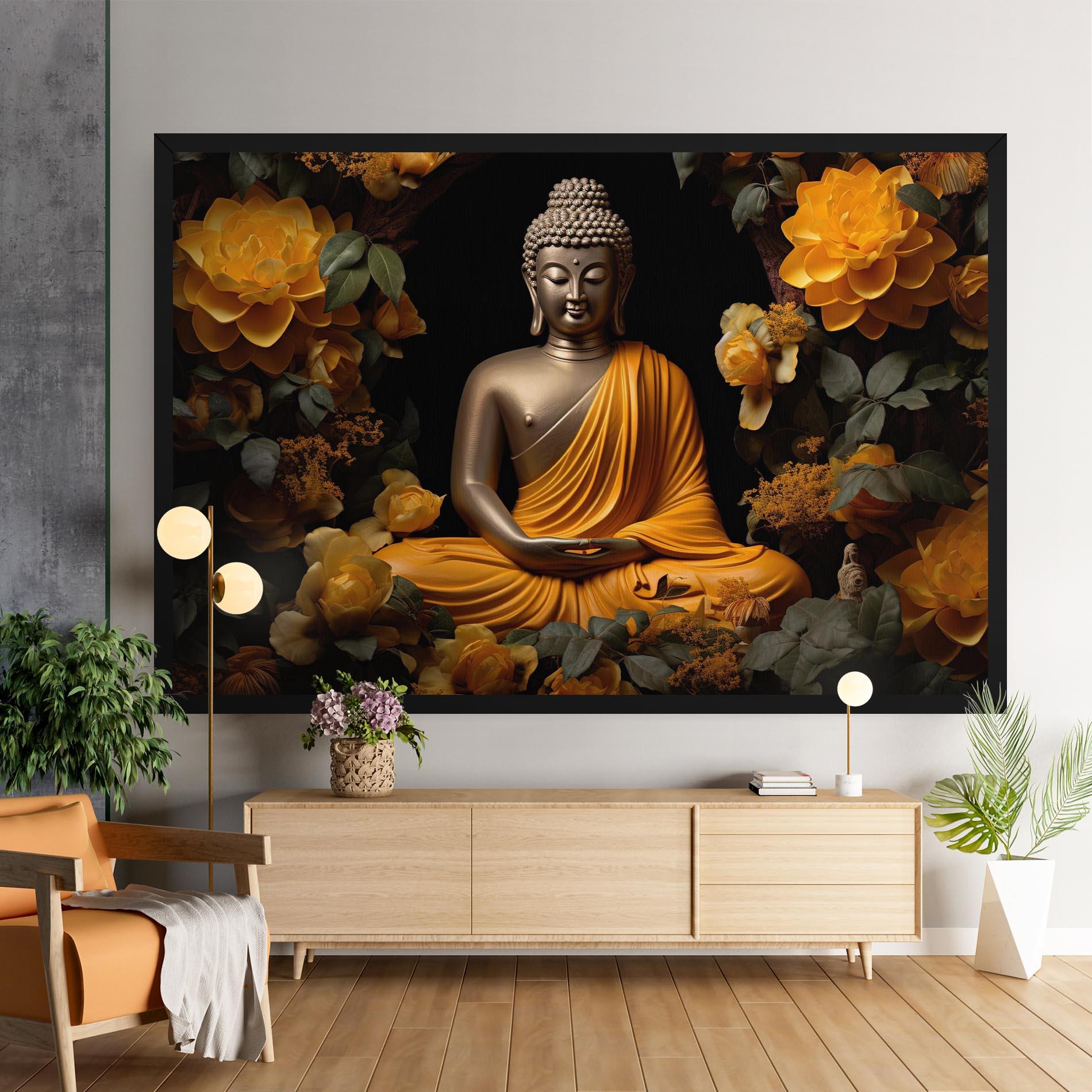 Leinwandbild Gold Buddha Flower mockup 9
