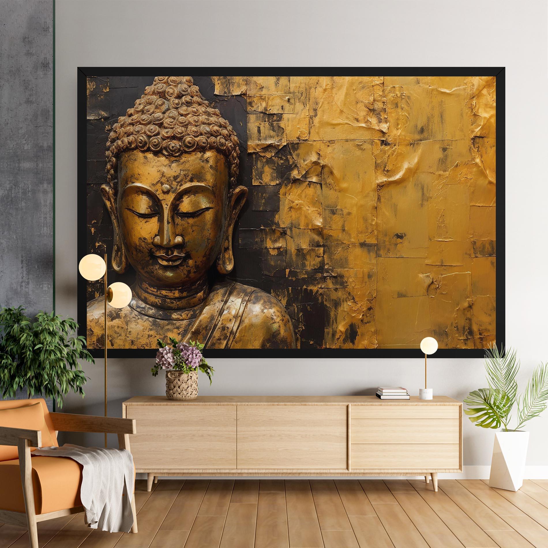 Leinwandbild Gold Paint Buddha mockup 9