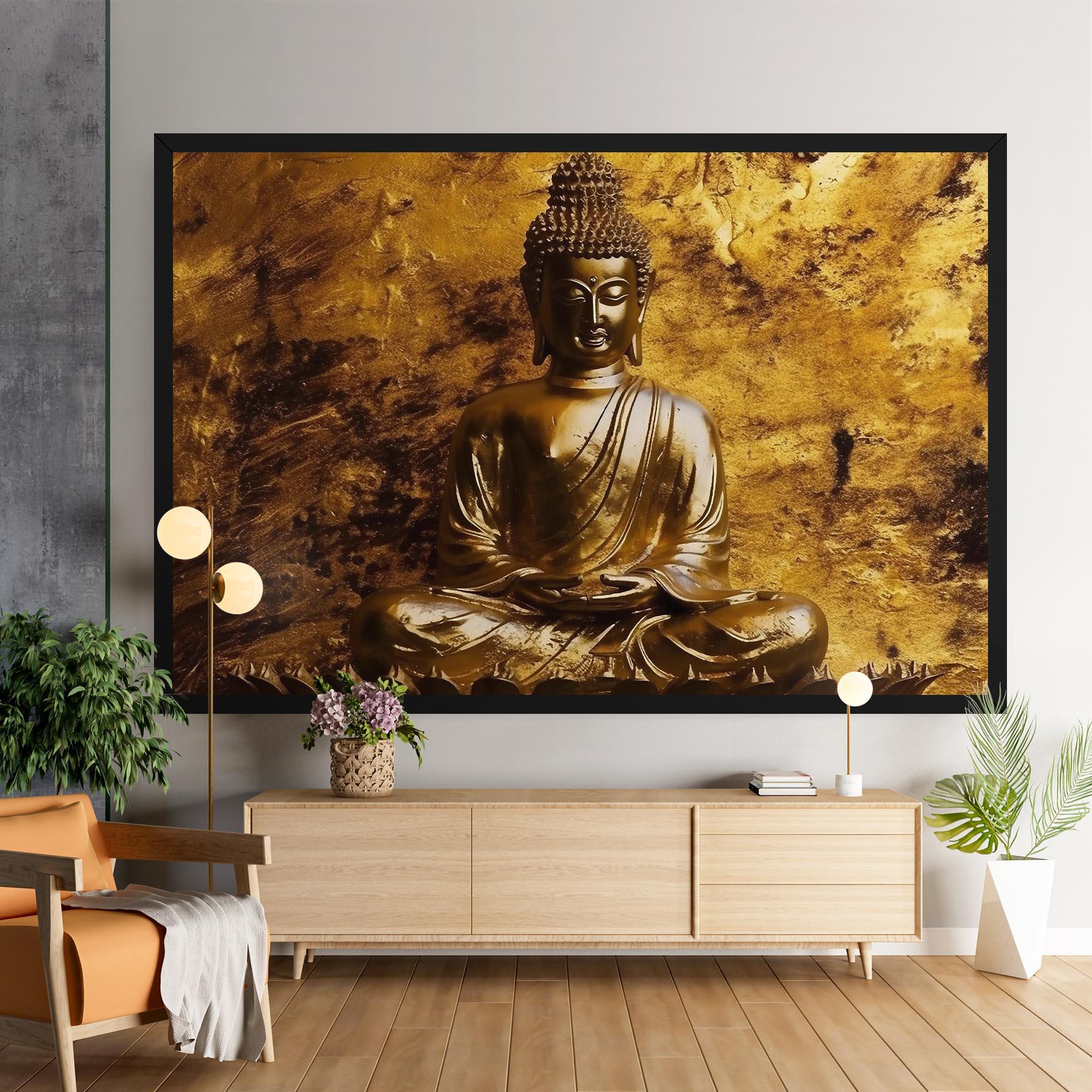 Leinwandbild Statue Gold Buddha mockup 9