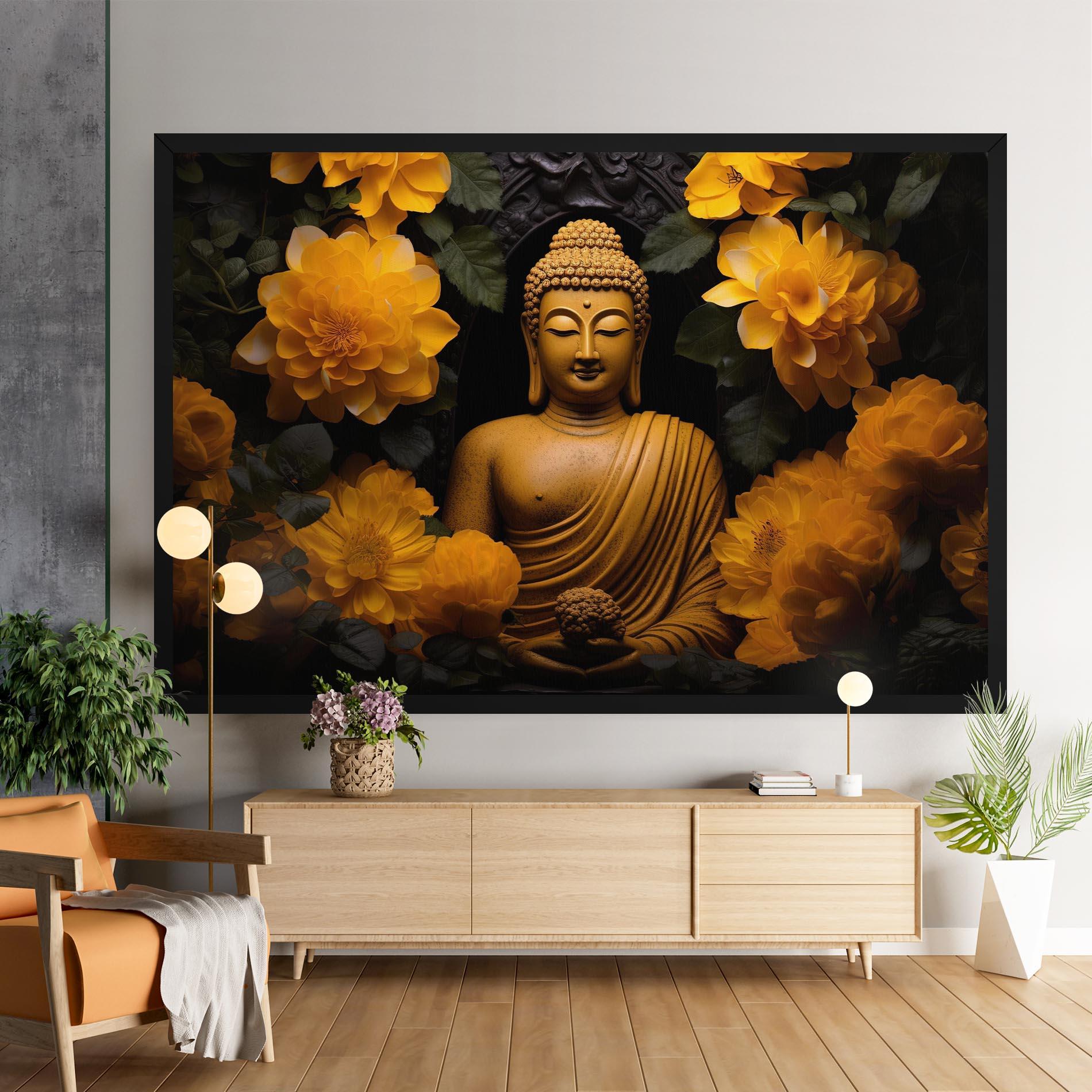 Leinwandbild Vecteezy_buddha Statue Surrounded By Yellow Flowers Ai Generated_27745002_860 mockup 9