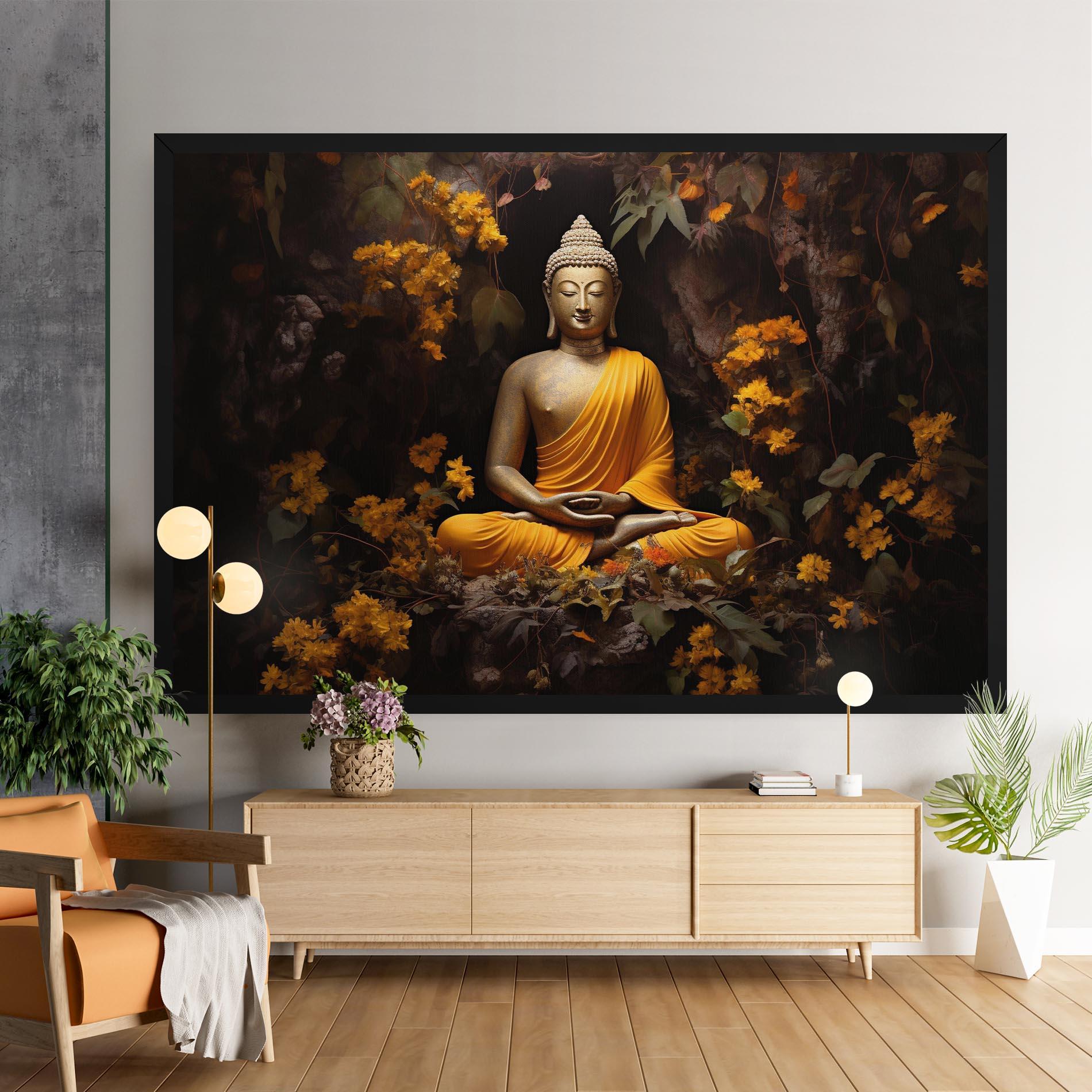 Leinwandbild Yellow Light Buddha mockup 9