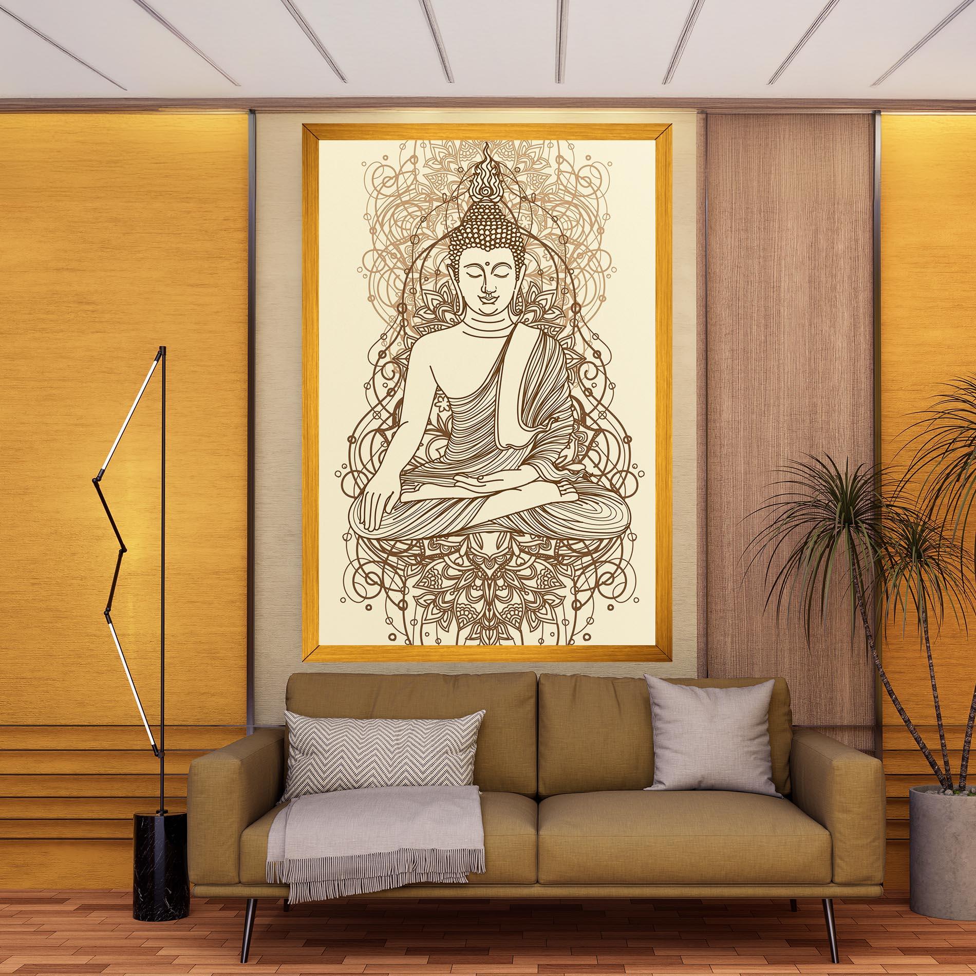 Leinwandbild Brown Line Buddha mockup 9