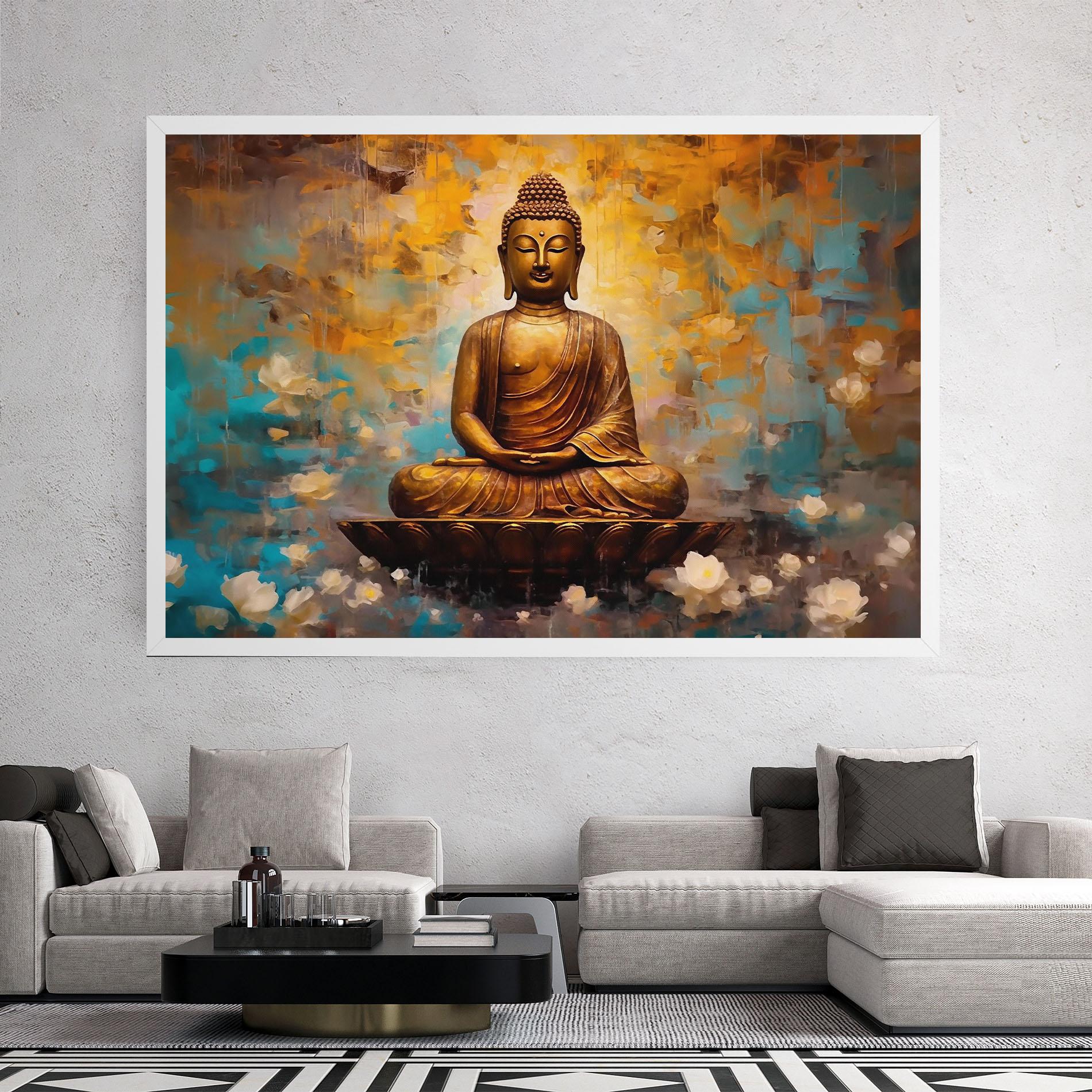 Leinwandbild Blue Gold Buddha mockup 2