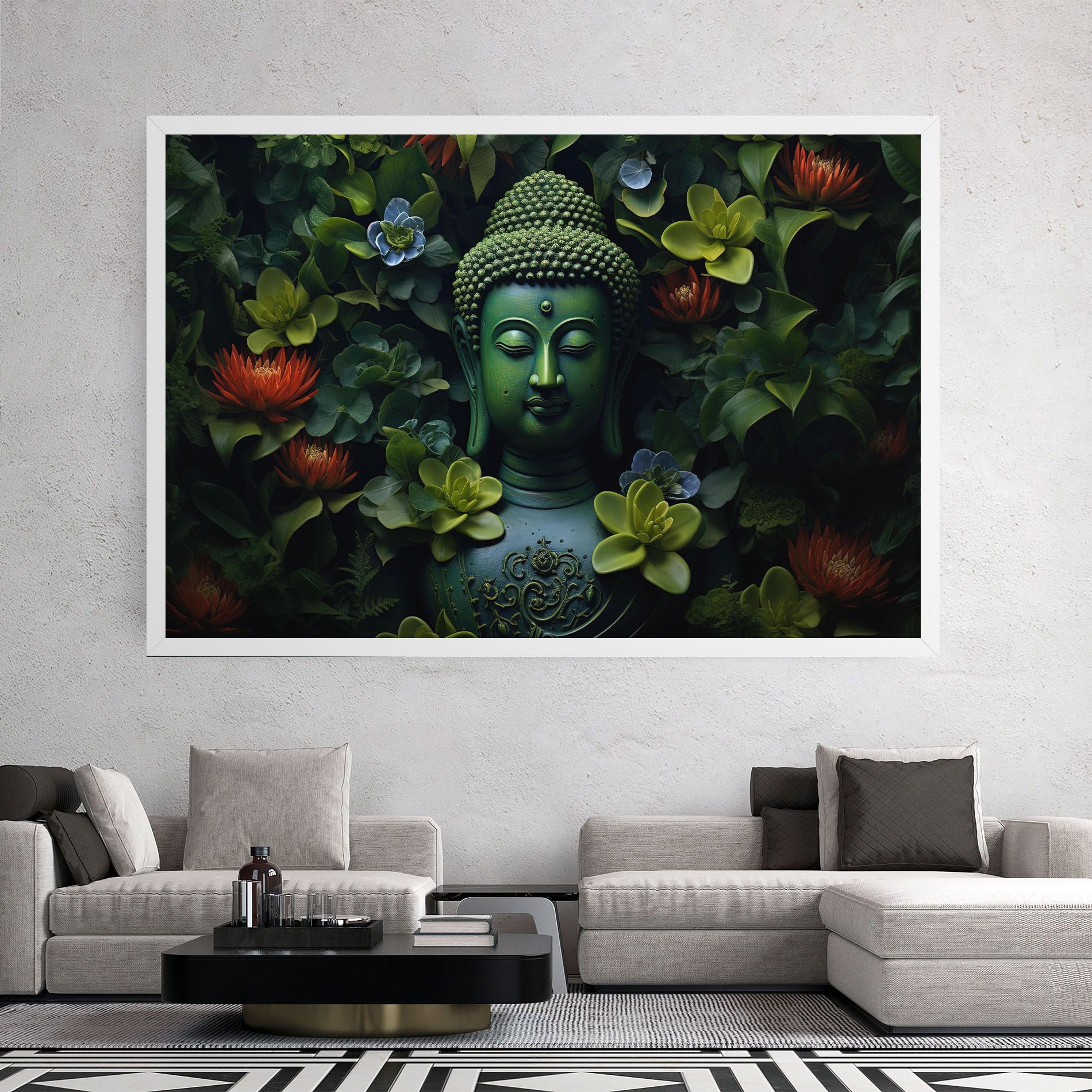 Blue Light Buddha mockup 2