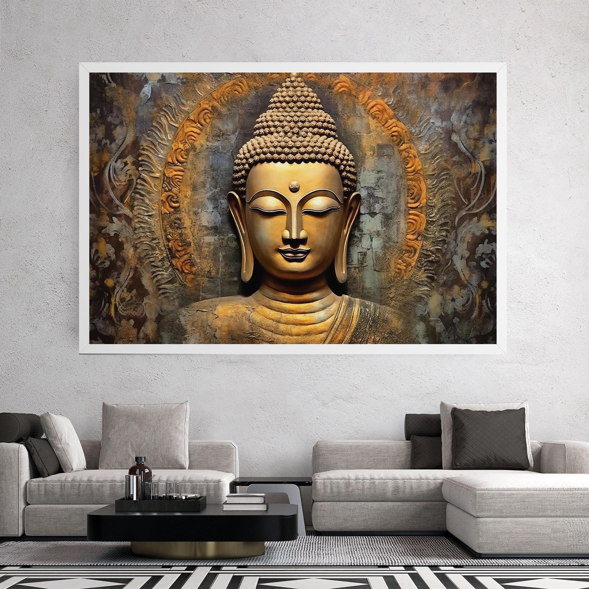 Leinwandbild Buddha 3d Head mockup 2