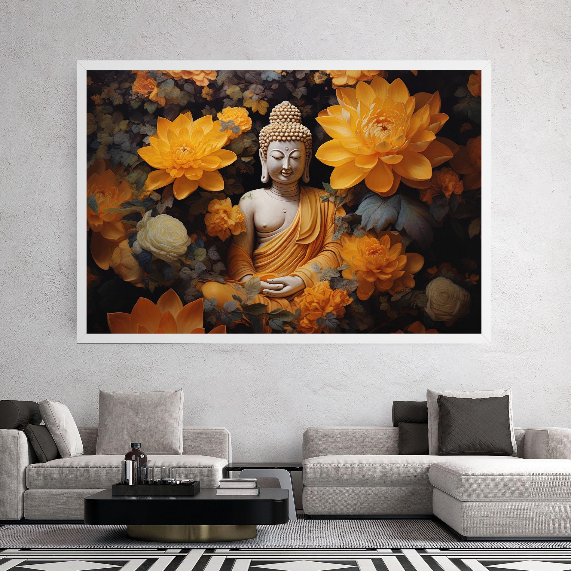 Leinwandbild Buddha Big Flowers mockup 2