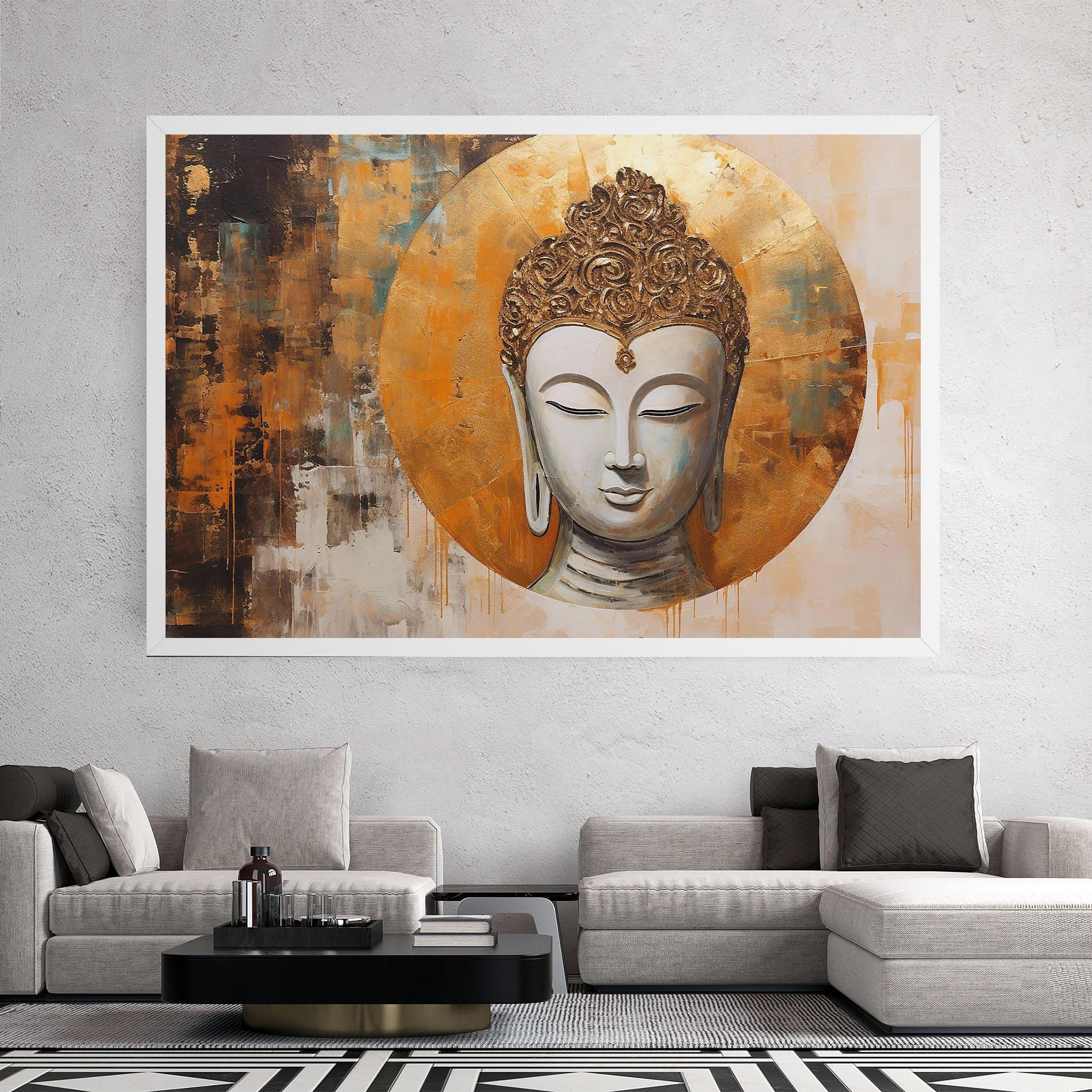 Leinwandbild Cream Circle Buddha mockup 2