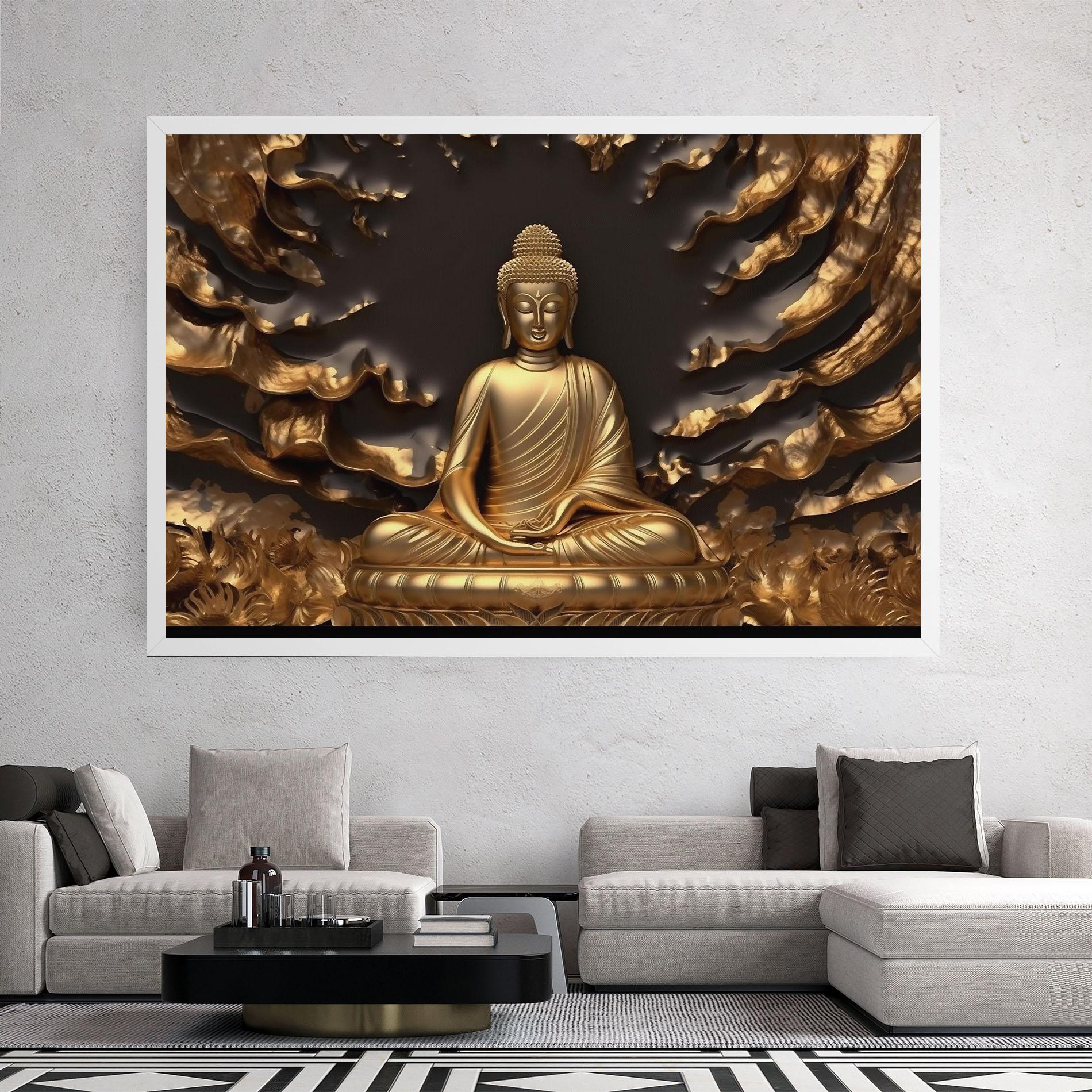 Leinwandbild Gold 3d Buddha mockup 2